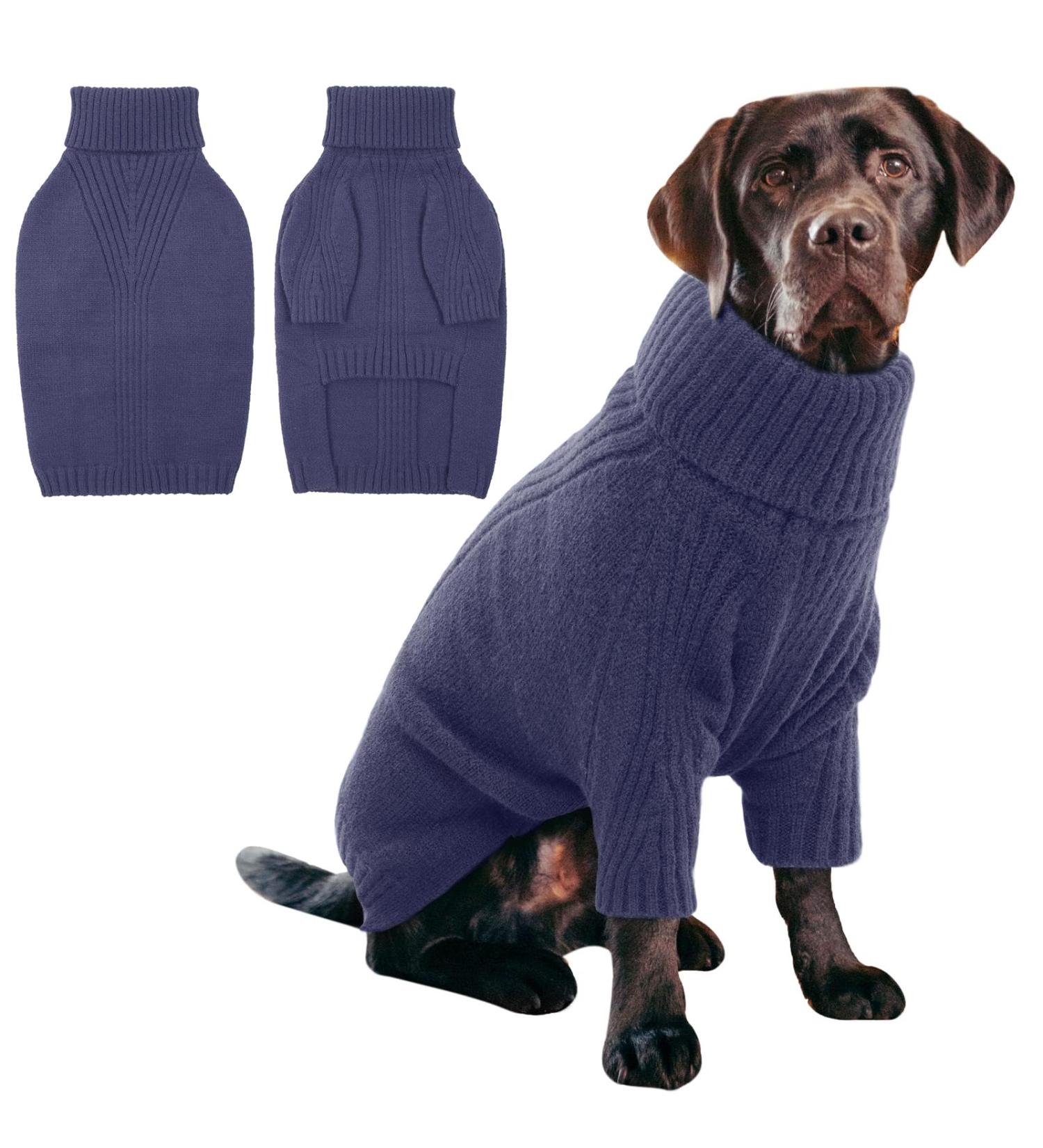 Iecoii Dog Sweater - Warm Turtleneck Sweater for Small Medium & Large Dogs | Winter Dog Clothing for Chihuahua French Bulldog & Labrador - X-Large Blue - Buy Online on GoSupps.com