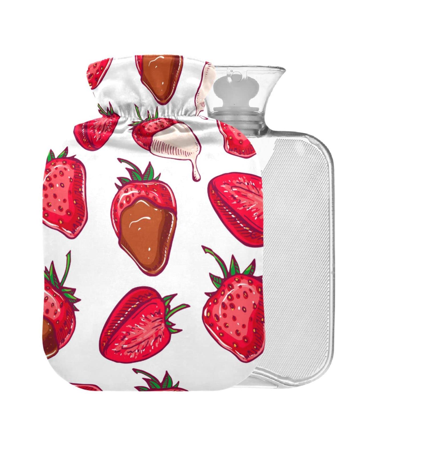 Large Strawberries Hot Water Bottle with Cover 2L Pain Relief & Heat Therapy | Perfect for Back Pain & Cold Therapy - Buy Online on GoSupps.com