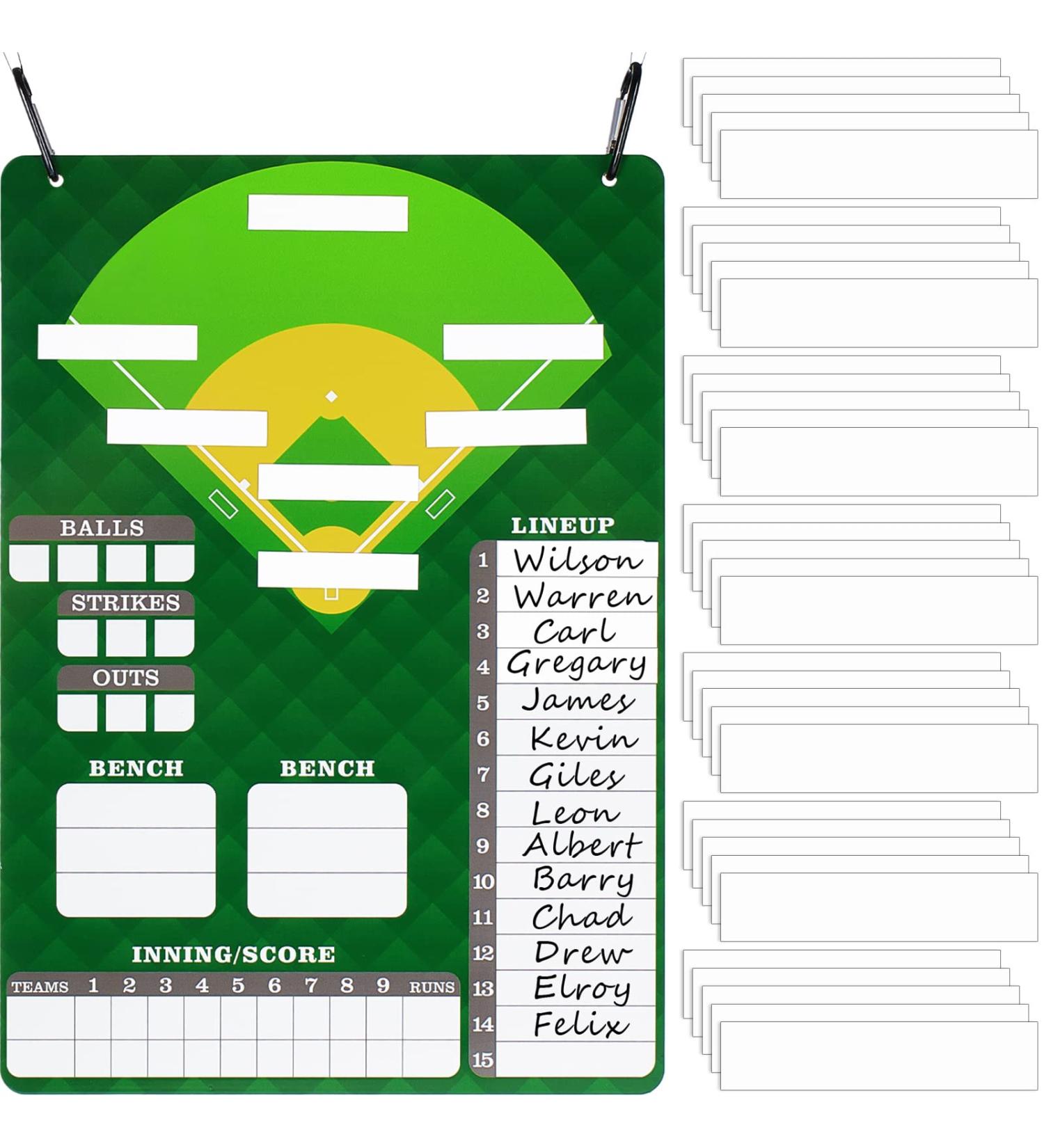 Magnetic Dugout Board with 60 Lineup Cards - Baseball & Softball Coaching Accessory with Snap Hooks - Buy Online on GoSupps.com