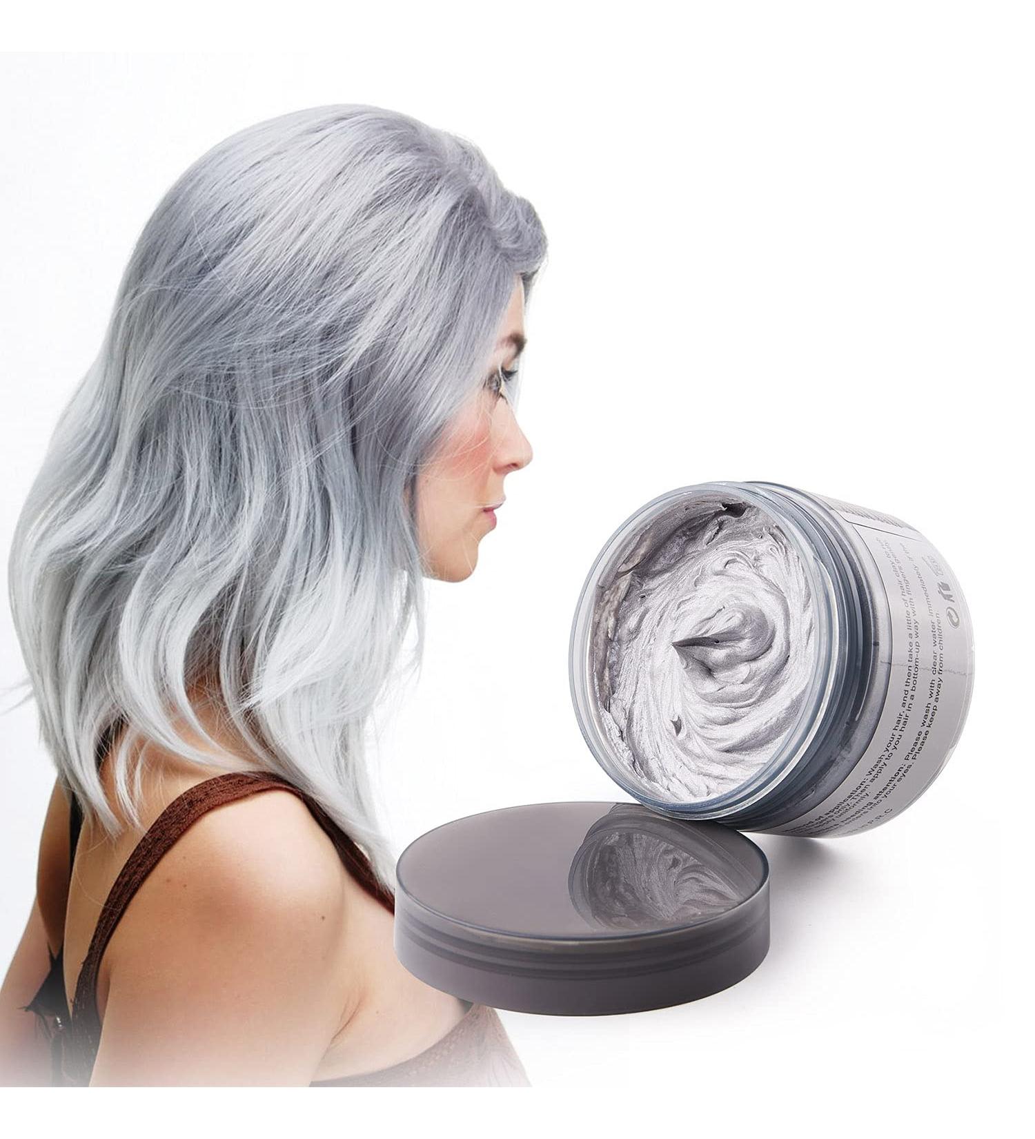 Hair Colour Wax Temporary Hair Dye Wax 120g Natural Matte Hairstyle Washable Hair Wax for Party Cosplay Halloween Christmas (Gray) Silver Grey - Buy Online on GoSupps.com