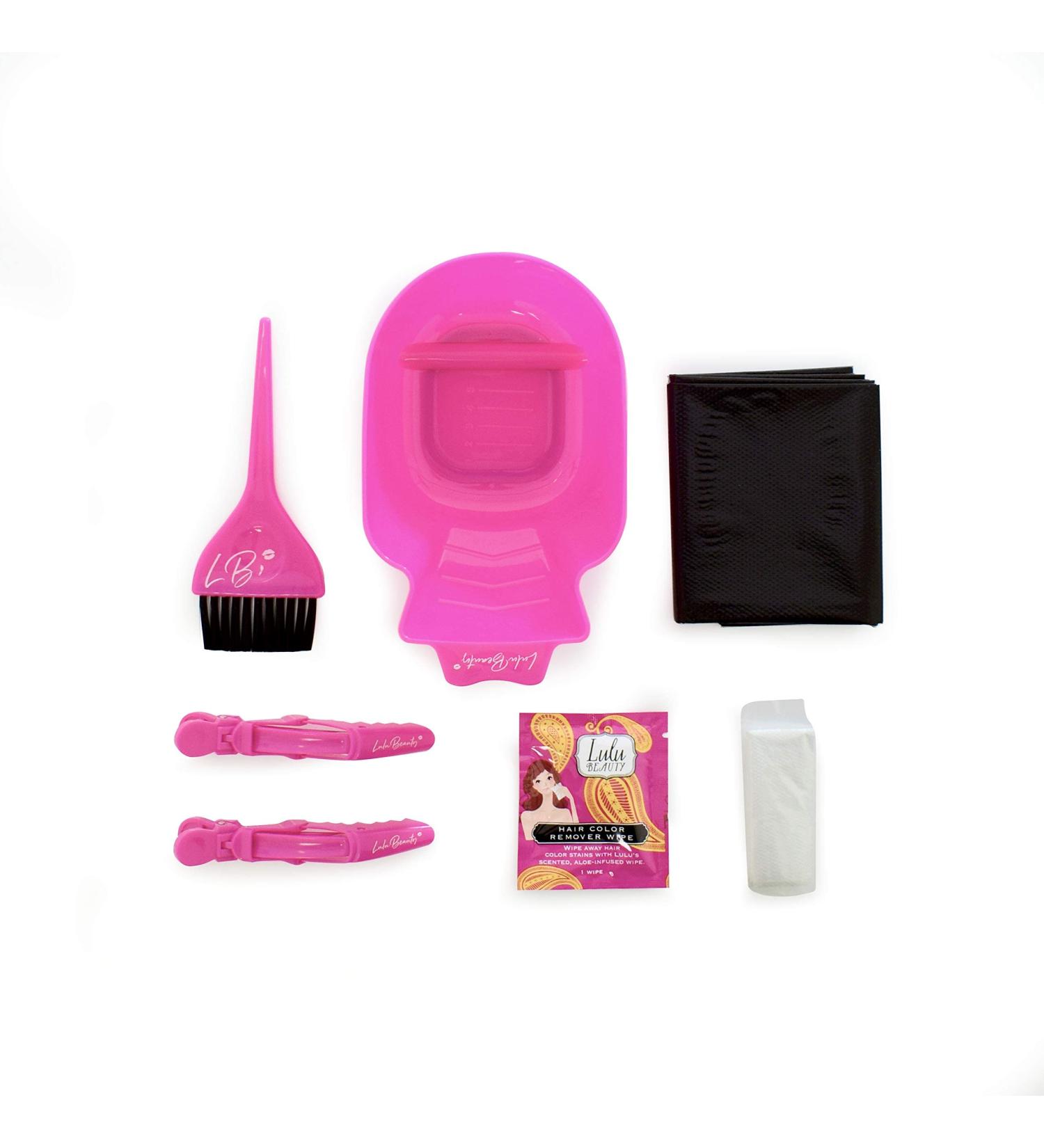 Lulu Beauty At Home Salon Kit - DIY Hair Color Kit Includes Color Mixing Bowl Wide Color Brush 2 Croco Clips Disposable Cape and Pair of Disposable Gloves - Buy Online on GoSupps.com