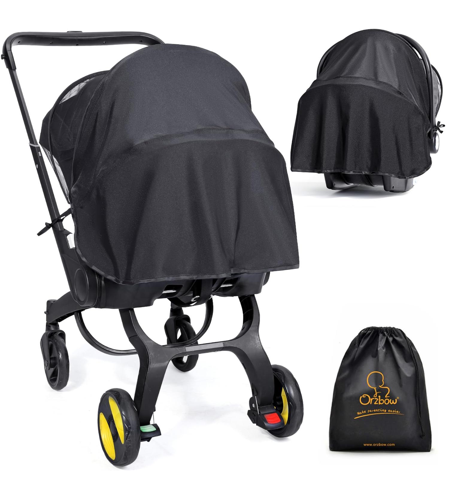 Buy Orzbow 2-in-1 Insect & Sun Protection for Baby Seats | Breathable UPF 50+ Sun Sail & Universal Mosquito Net for Maxi-Cosi Cybex Joie Black Deluxe - Buy Online on GoSupps.com