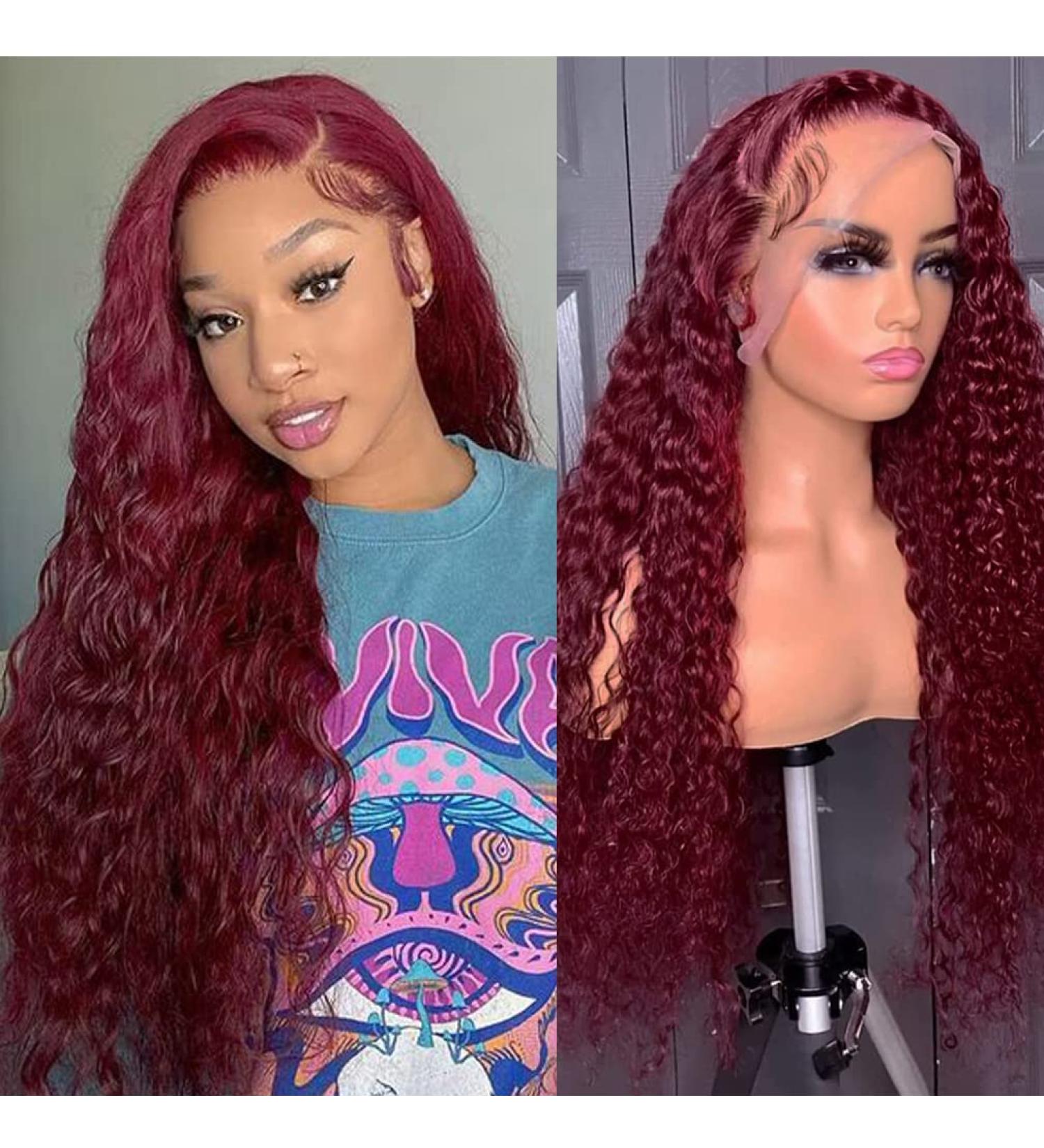 Apomedite 99j Burgundy Lace Front Human Hair Wig 26 Inch - Deep Wave, HD Lace Frontal, Pre Plucked & Glueless for Black Women - Buy Online on GoSupps.com