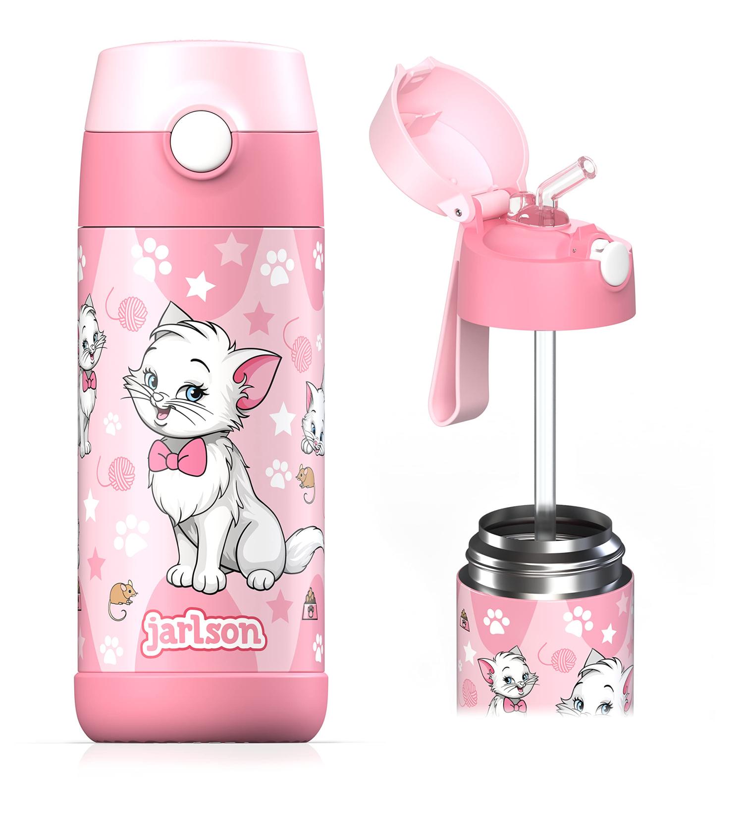 JARLSON Kids Water Bottle with Straw - Charli Cat 'Star' 12 oz Stainless Steel Insulated Thermos for Girls/Boys - Buy Online on GoSupps.com