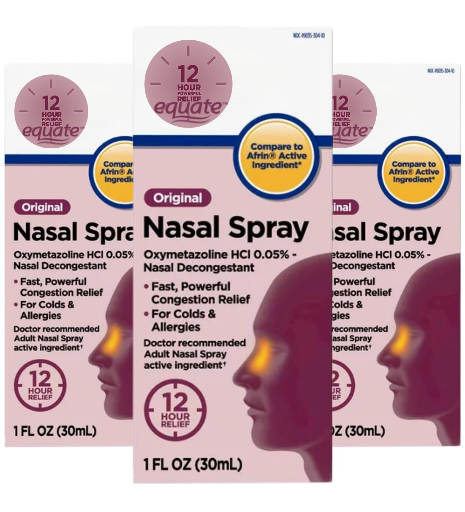 Original 12 Hour Nasal Spray Max Strength - Original Nasal Spray - Oxymetazoline Hydrochloride 0.05% - 1 Fluid Ounce (Pack of 3)