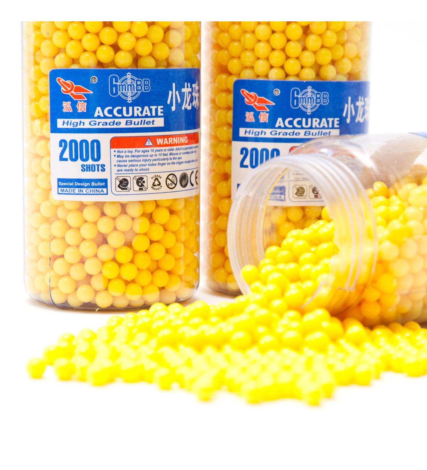 High Grade 6mm Softair BBs - 0.12g Yellow Softair Balls | 2000 Count - International Shipping Available - Buy Online on GoSupps.com