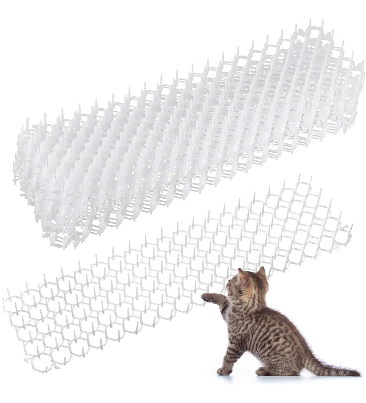 Treela 16 Pack Cat Scat Mat with Spikes - 19.25 x 5.5 Inches Square - Cat Repellent Outdoor Shock Mats for Dogs and Cats - Deterrent Furniture and Garden Barrier - White - Buy Online on GoSupps.com