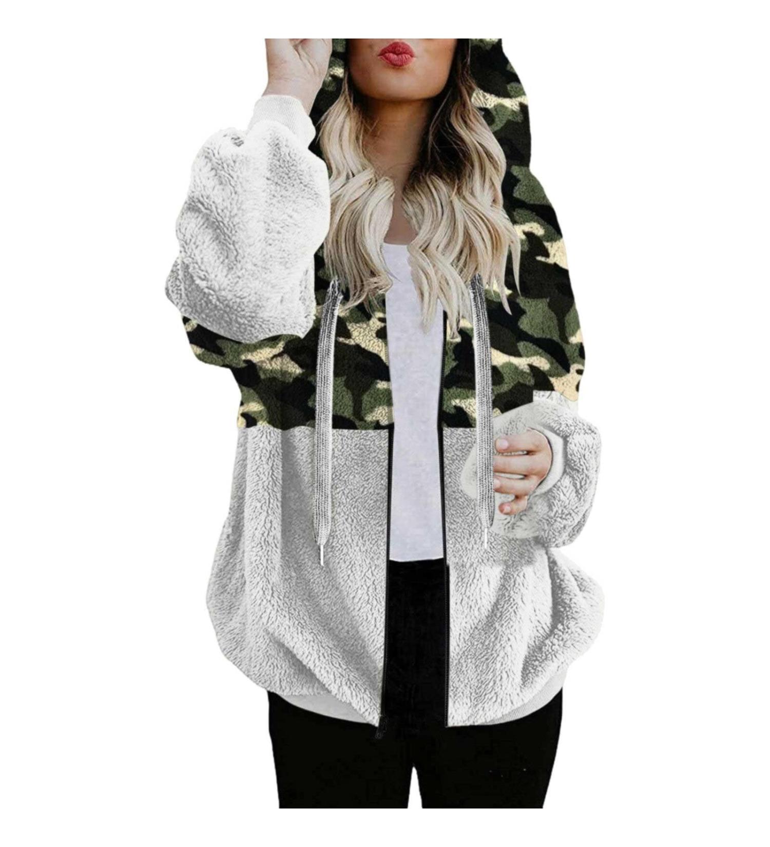Shop Hanxiulin Women's Oversized Fleece Plush Hoodie - Warm Wool Zipper Jacket Black Winter Coat - Buy Online on GoSupps.com