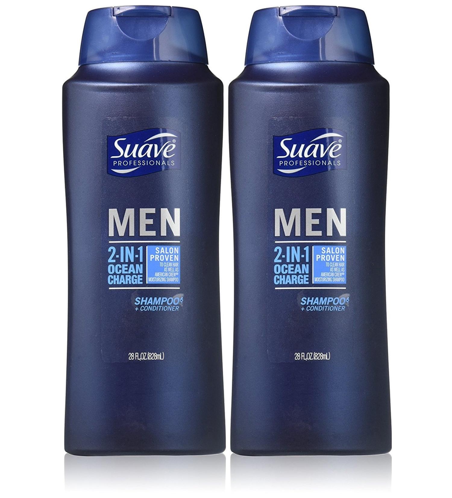 Suave Professionals Mens 2-in-1 Shampoo & Conditioner Ocean Charge 28 Oz (Pack of 2)