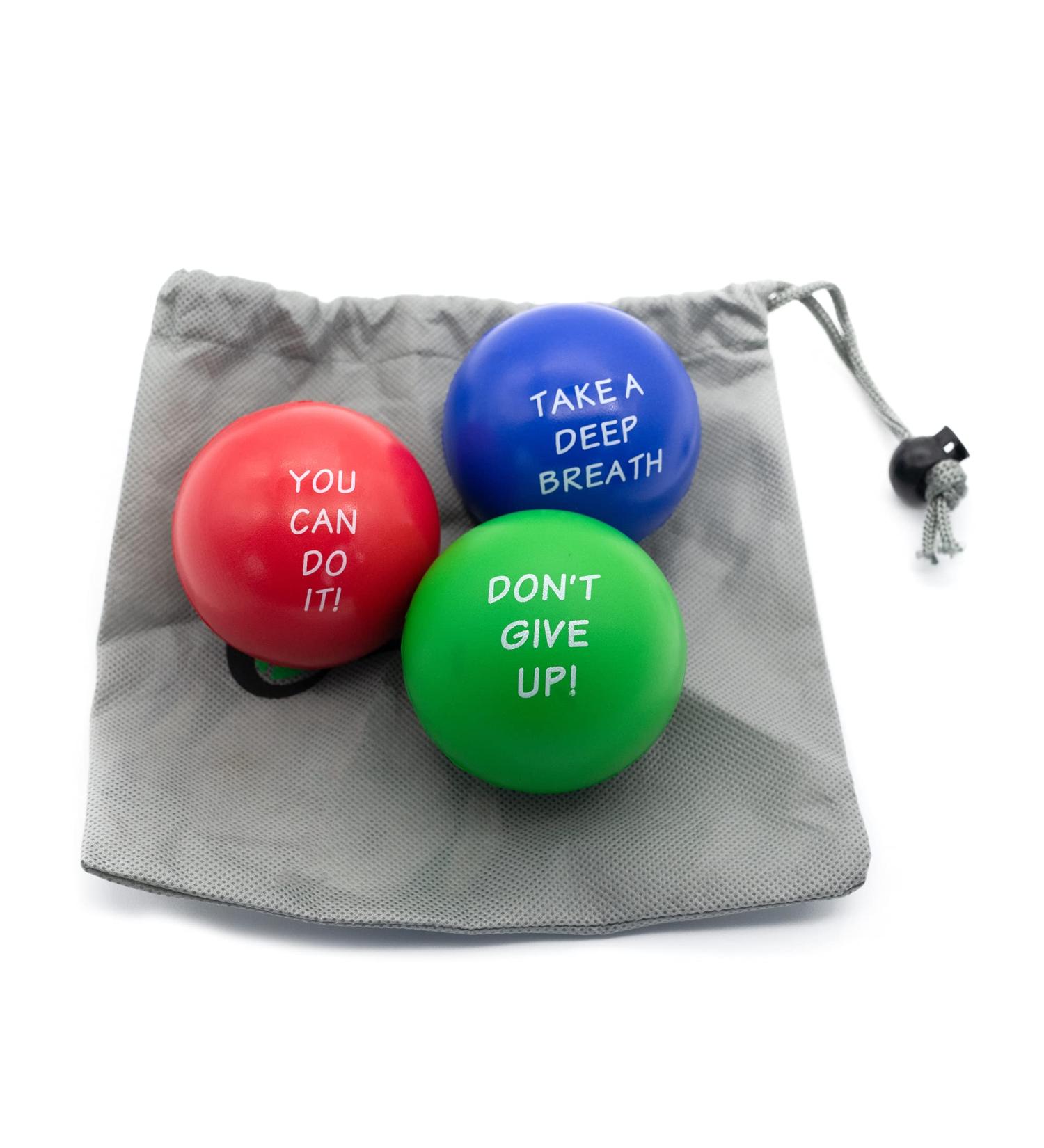 Elibia Set of 3 Motivational Stress Balls - Hand Exercise Grip Strengthener for Adults & Kids - Squishy Anxiety Relief Toys - Includes Bag (3 Pack) - Buy Online on GoSupps.com