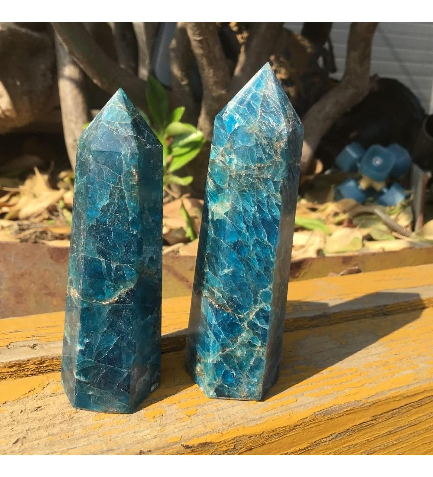 ENPAP 2pcs Natural Blue Apatite Crystal Wand - Healing Stone Decor & Unique Gift - Buy Online on GoSupps.com