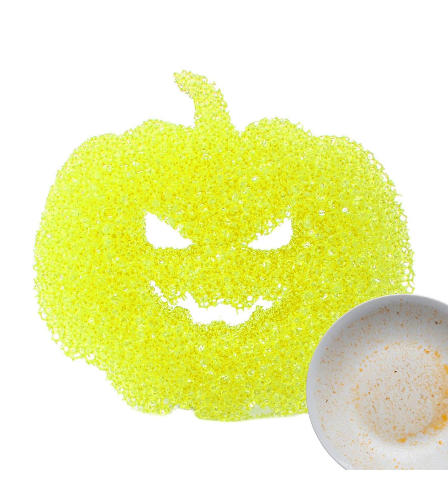 Kitchen Cleaning Sponge - Halloween Pumpkin Shape Scrub Sponge Cleaner | Absorbent Non-Scratch Dish Sponge for Dishes Pots Pans | Multipurpose Kitchen Accessories for Effective Cleaning All at Once Yellow - Buy Online on GoSupps.com