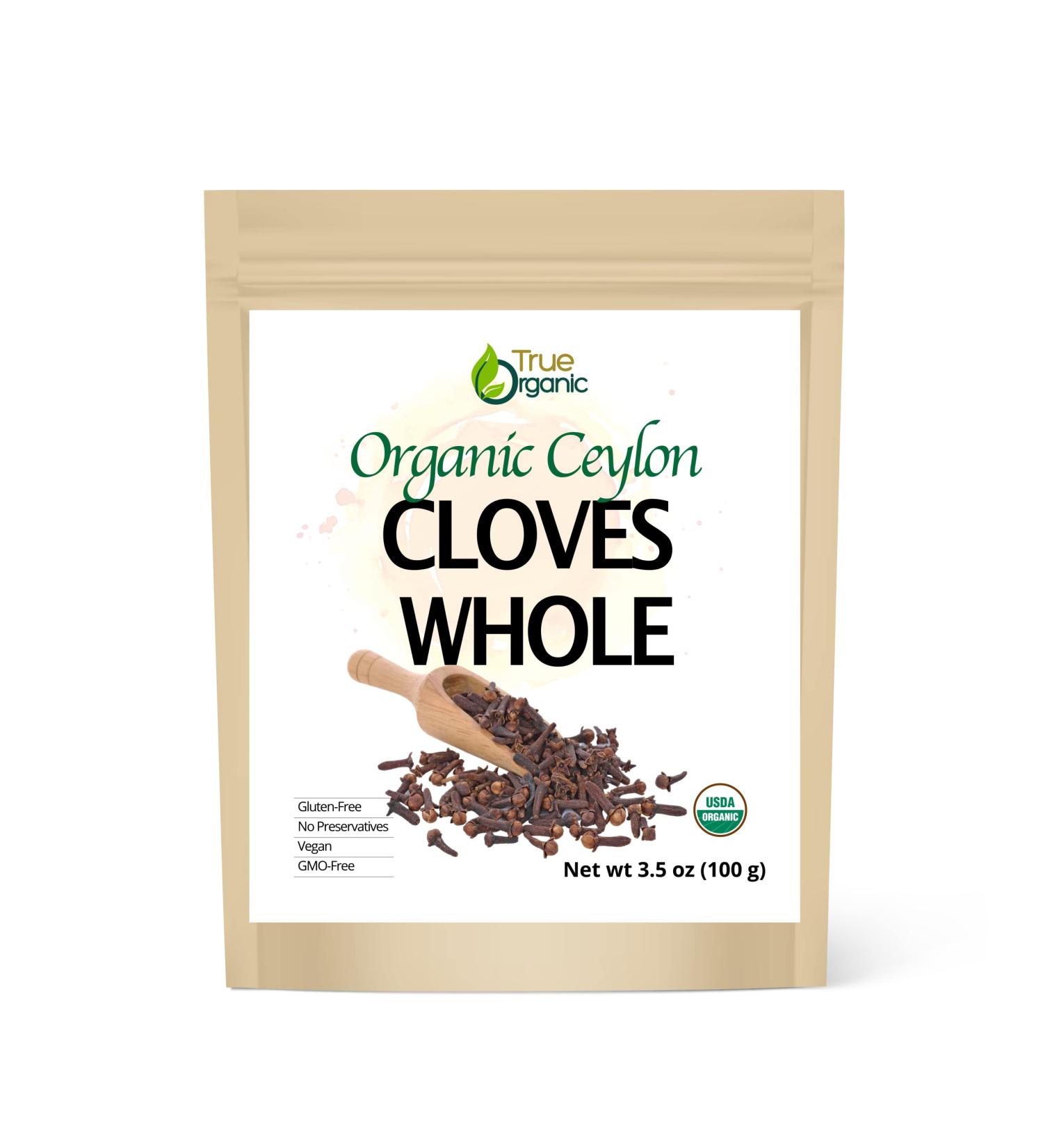 Organic Ceylon Cloves Whole 3.5oz - USDA Organic, Kosher, Non-GMO - Premium Quality for Baking, Cooking, Teas & Drinks - Buy Online on GoSupps.com