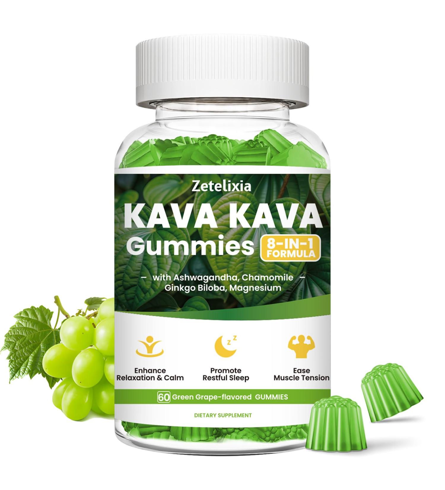Kava Kava Gummies Kava Kava Root Extract Supplement with Kavalactones Calm Gummies for Stress Relief & Better Sleep Kava Supplement for Women & Men Sugar Free Vegan Non-GMO 60 Count 60 Count (Pack of 1) - Buy Online on GoSupps.com