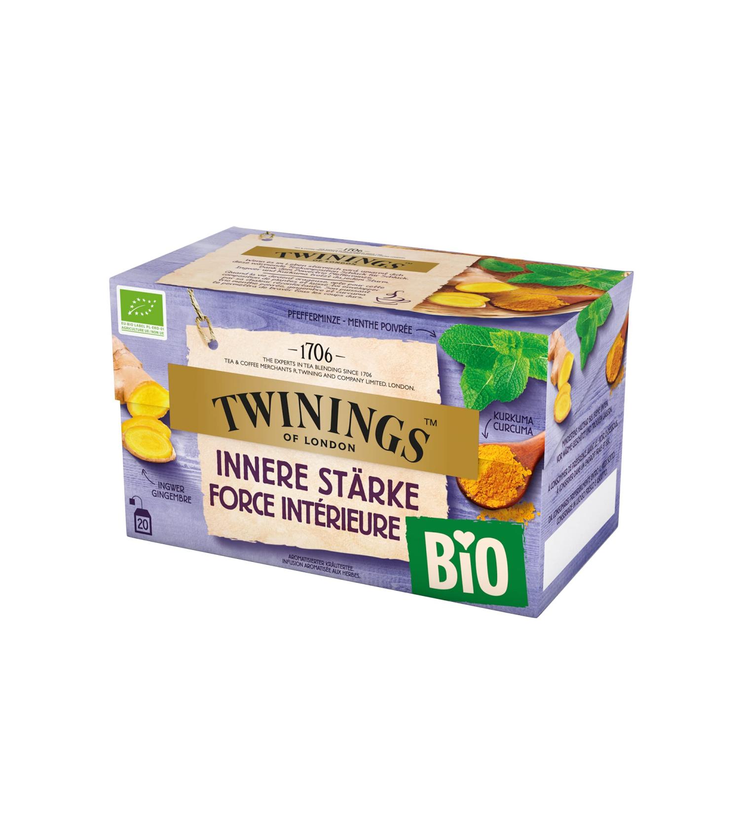 Buy Twining Organic Inner Strength Herbal Tea - Strong Peppermint Ginger & Turmeric Blend | 20 Teabags 40g | International Shipping Available - Buy Online on GoSupps.com
