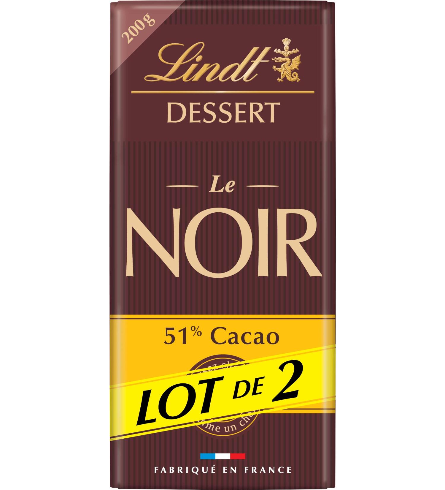 Lindt - DESSERT 51% Cocoa Black Tray - Dark Chocolate for Baking 2 x 200g - Buy Online on GoSupps.com
