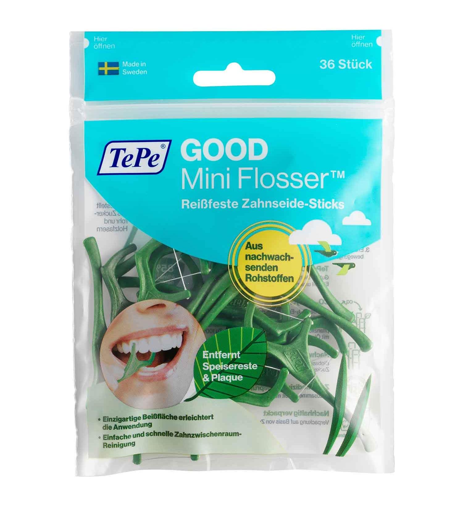 Tepe GOOD Mini Flosser - Dental Floss Sticks Pack of 6 (216 Pieces) | International Shipping Available - Buy Online on GoSupps.com
