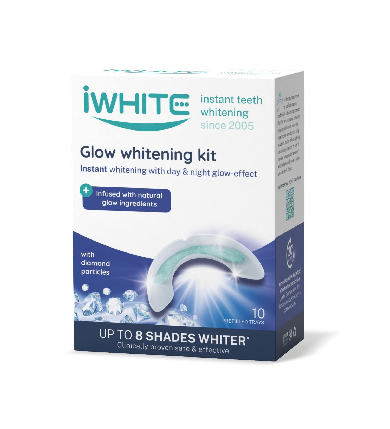 Iwhite Tooth Whitening Glow Kit - 10 Pre-Filled Rails - Peroxide-Free & Safe for Enamel - Immediate Whitening with Day & Night Glow Effect - Buy Online on GoSupps.com
