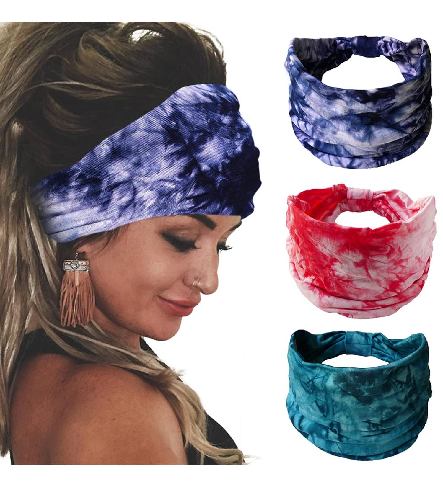 Boho Wide Knotted Headbands for Women | Stretchy Cotton Yoga & Sport Hair Accessories - Buy Online on GoSupps.com