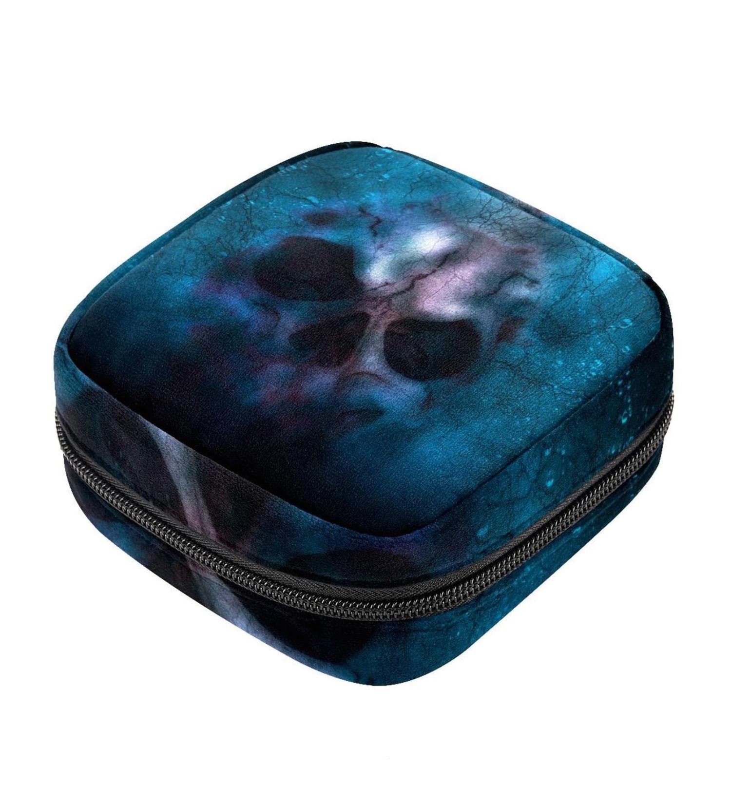 Buy Creephery Blue Pirate Skull Storage Bag - Stylish Menstrual Pads & Portable Cup for Women & Teens - Buy Online on GoSupps.com