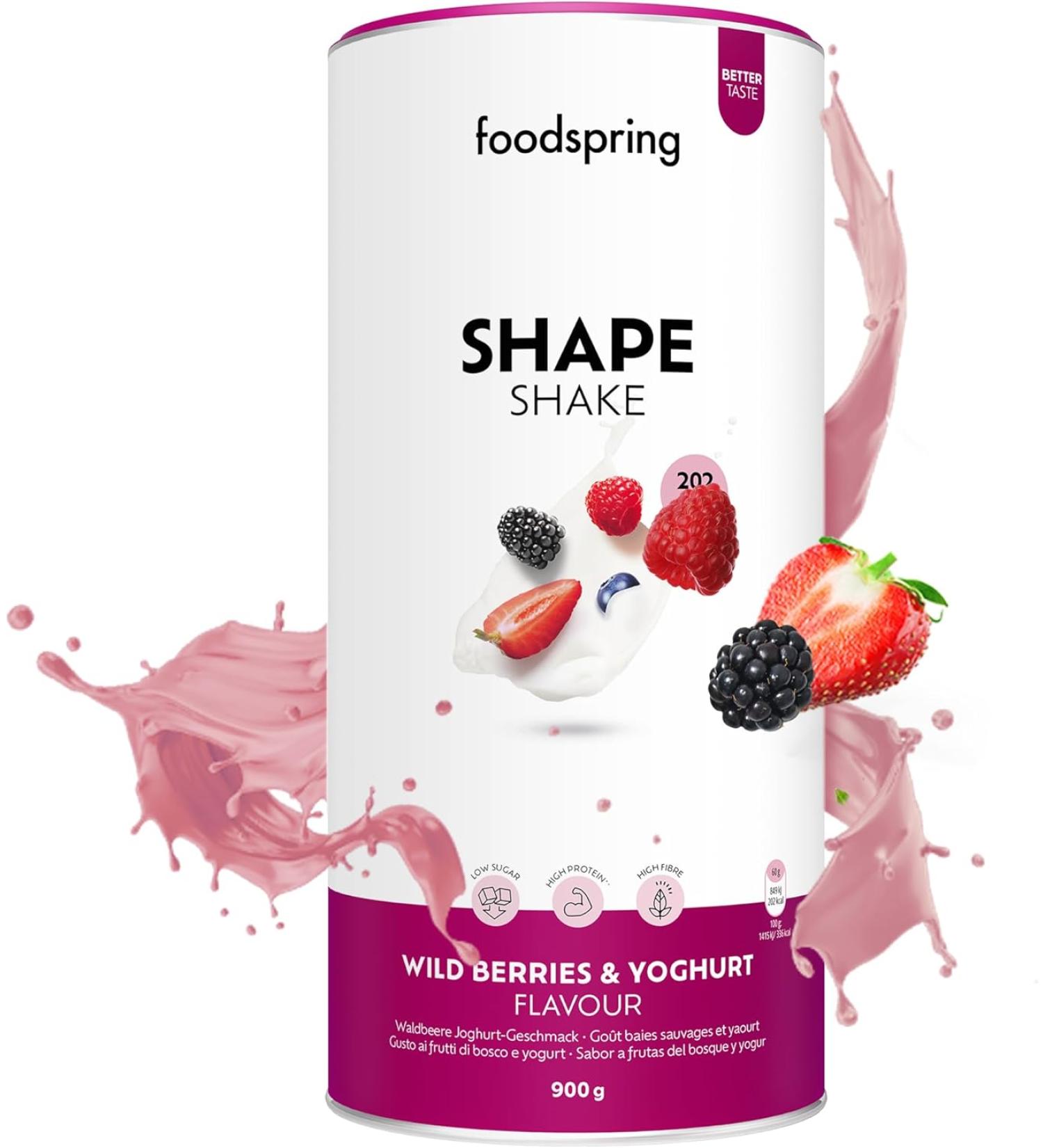 Foodspring Shape Shake Wild Berry & Yoghurt Full Meal Replacement Shake for Weight Loss with Premium Protein 202 kcal per Serving - 31.74 Oz - Buy Online on GoSupps.com
