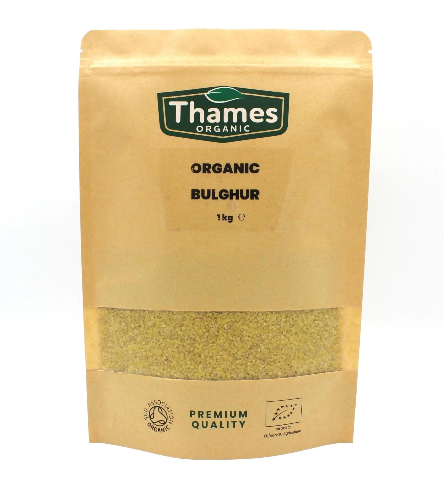 Organic Bulghur Wheat-Certified Organic Non-GMO Vegan No Additives No Preservatives Resealable Bag by Thames Organic 1kg - Buy Online on GoSupps.com