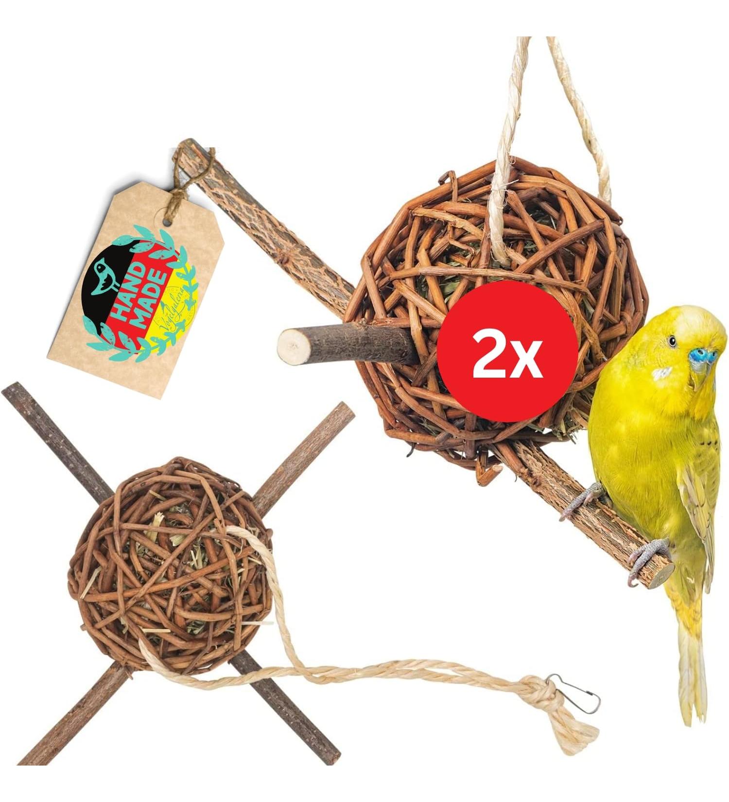 Vogelgaleria 2 Set Business Hay Pasture Ball 10cm - Best Budgie Toy for Climbing & Nibbling | Handmade Bird Accessories - Buy Online on GoSupps.com