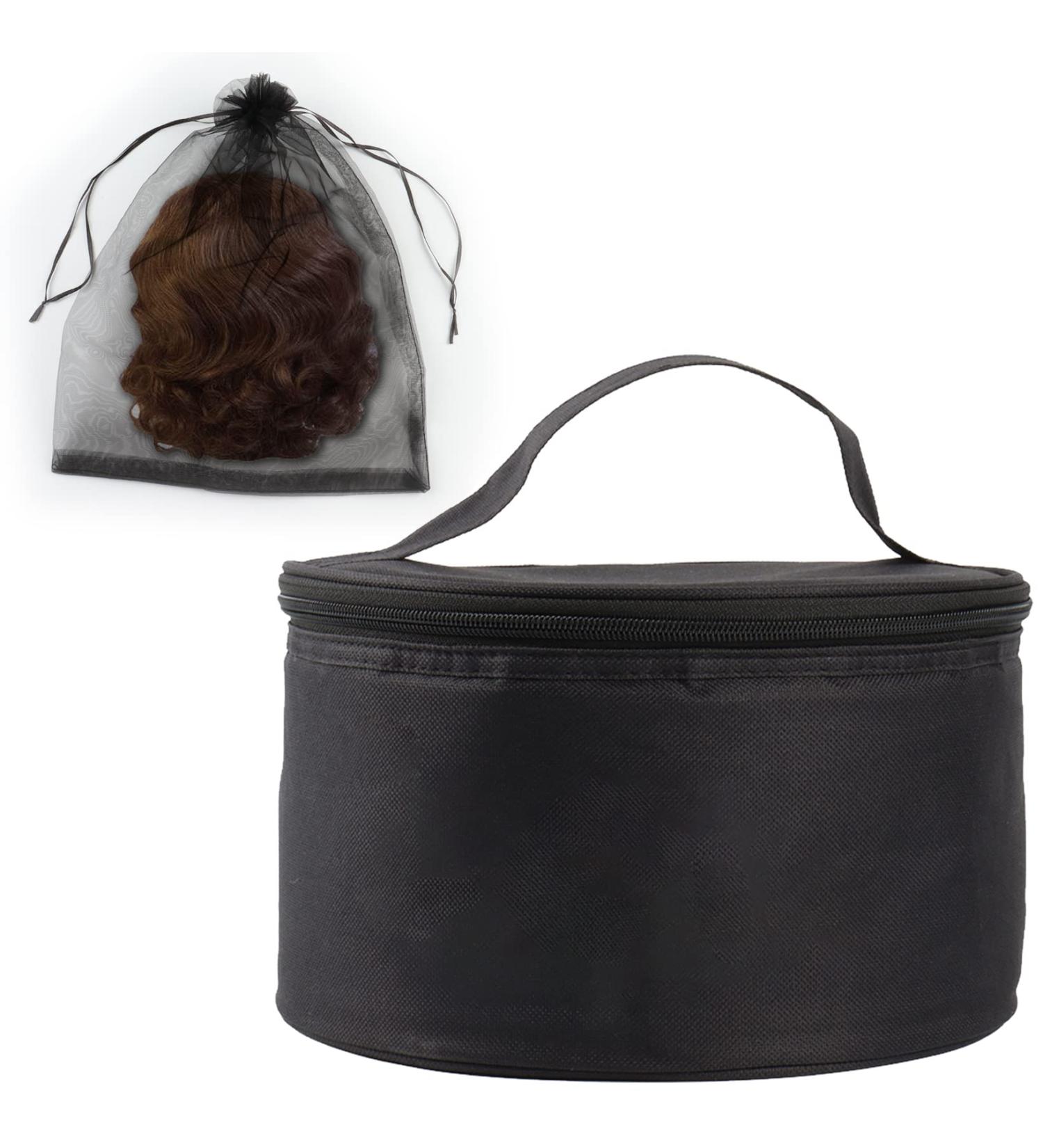 Wig Travel Case - Foldable Round Wig Box | Lightweight & Durable Makeup Bag for Men & Women - Black - Buy Online on GoSupps.com