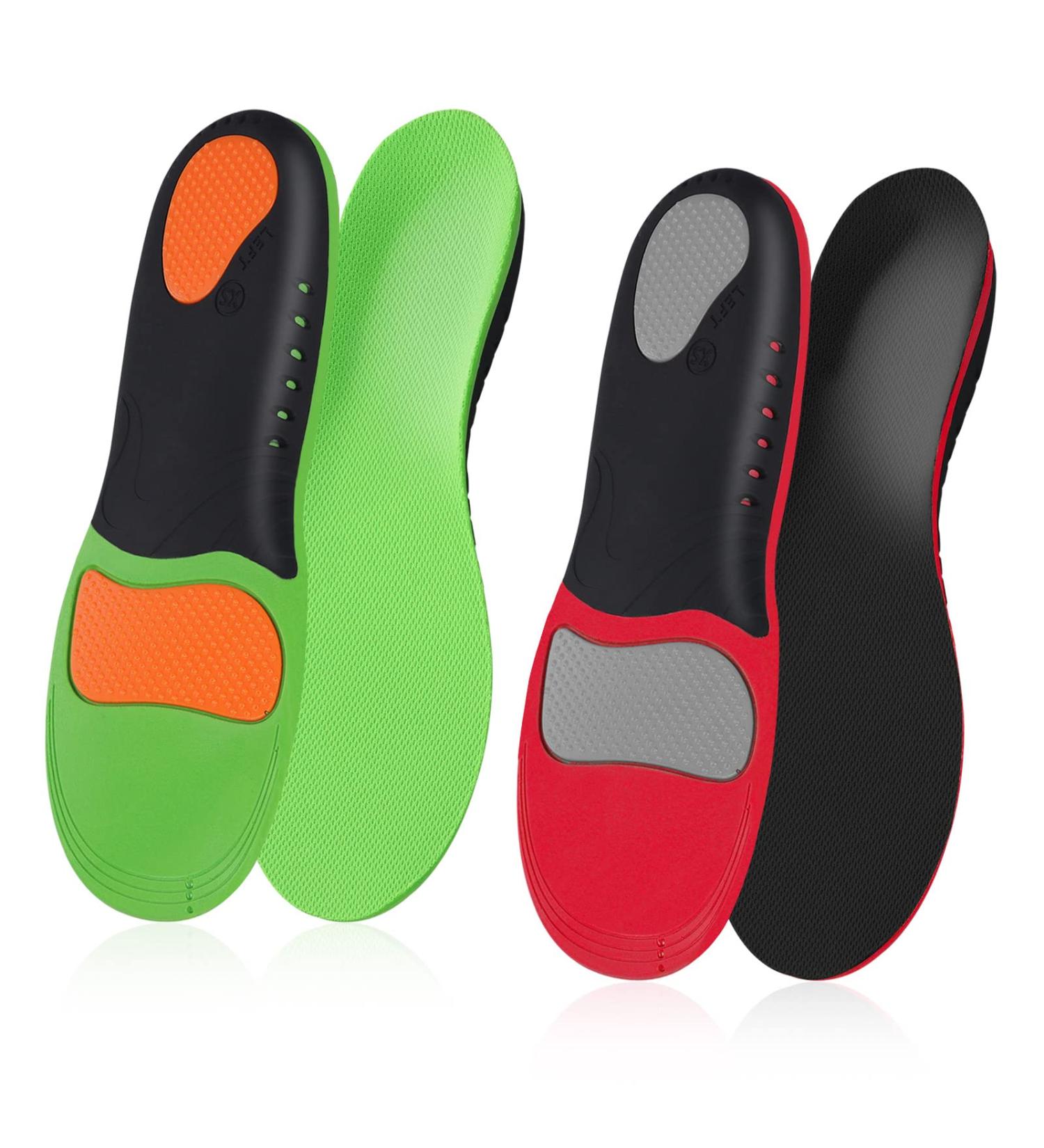 Plantar Fasciitis Insoles - Arch Support Inserts for Foot Pain Relief - High Arch Support Shoe Inserts for Men and Women - XS(35-37) Green+Black - Buy Online on GoSupps.com