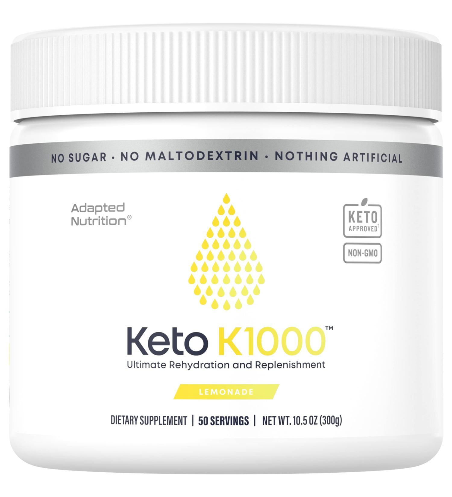 Keto K1000 Electrolyte Powder - Hydration Supplement Drink Mix - Lemonade Flavor | Boost Energy, Beat Leg Cramps - No Maltodextrin or Sugar | 50 Servings - Buy Online on GoSupps.com