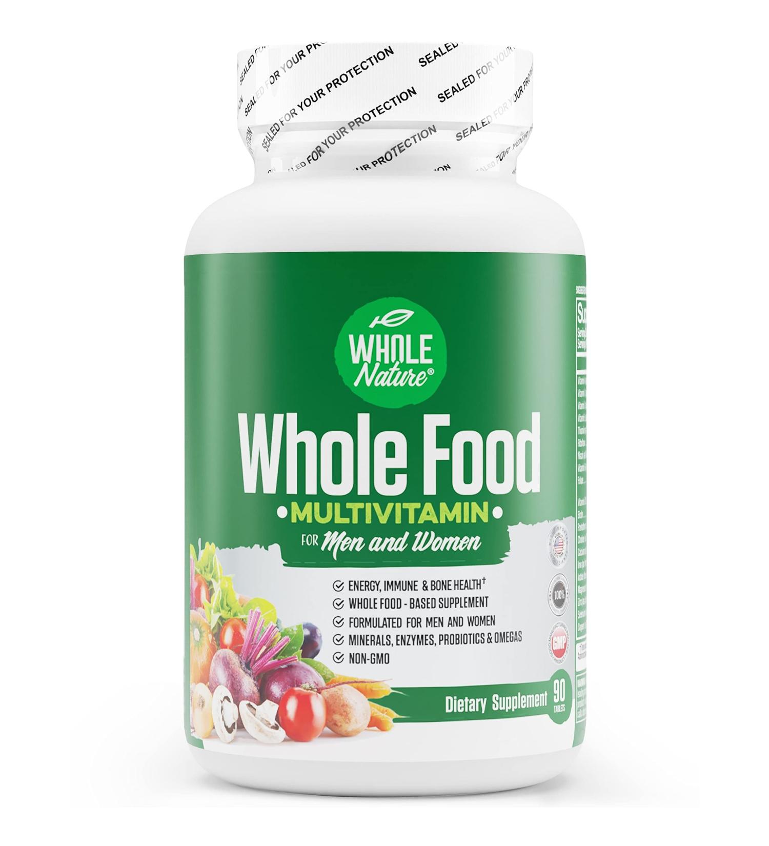 Whole Nature Whole Food Multivitamin for Men and Women with Digestive Enzymes, Probiotics, and Omegas - Plant Based, Non GMO - Buy Online on GoSupps.com