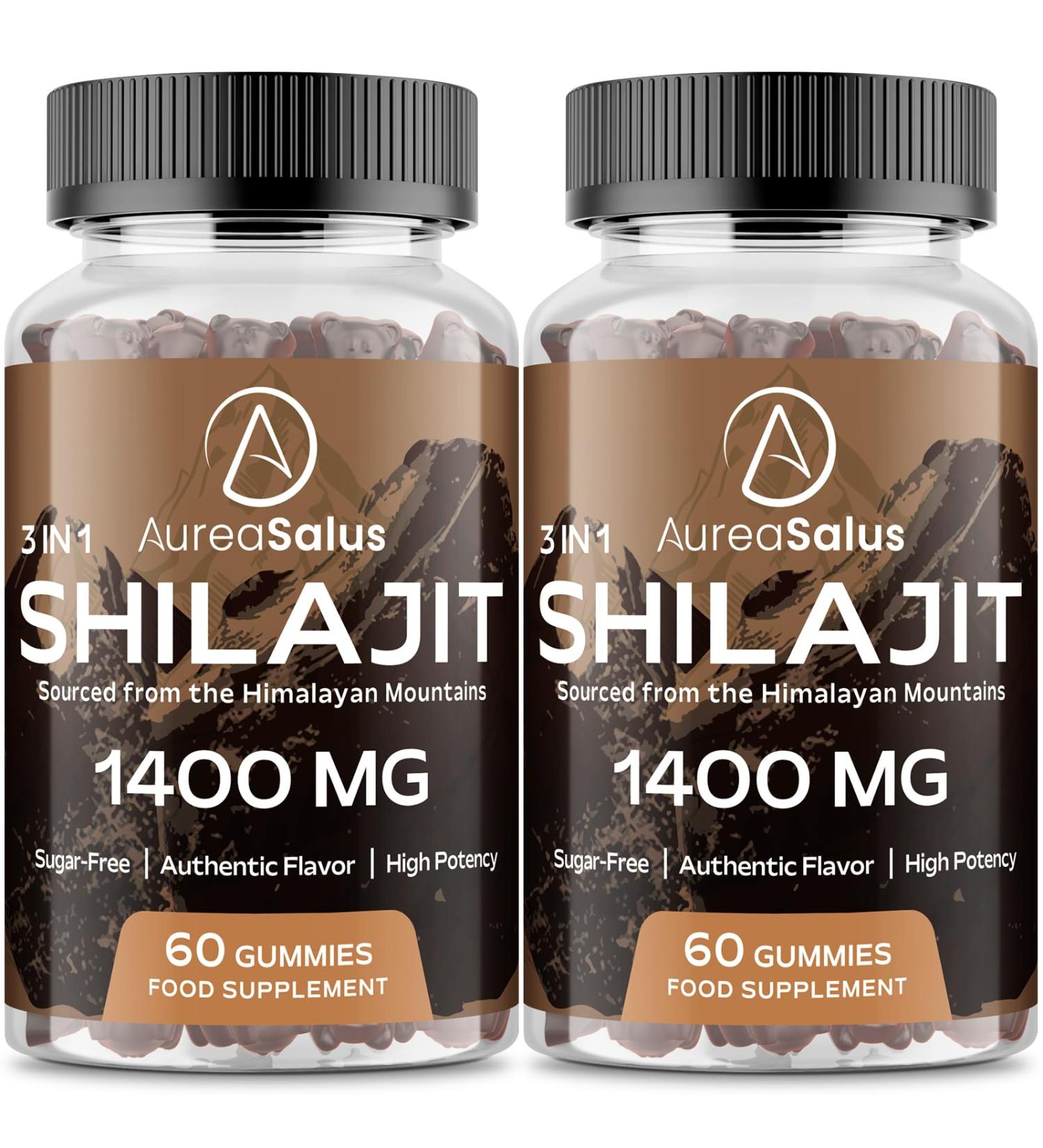 Shilajit Gummies 1400mg Shilajit Supplement with Chaga and Ashwagandha Original from Himalayan with Fulvic & Humic Acid and 85+ Minerals for Energy Immunity & Focus Sugar-Free 120 Gummies 60 count (Pack of 2) - Buy Online on GoSupps.com