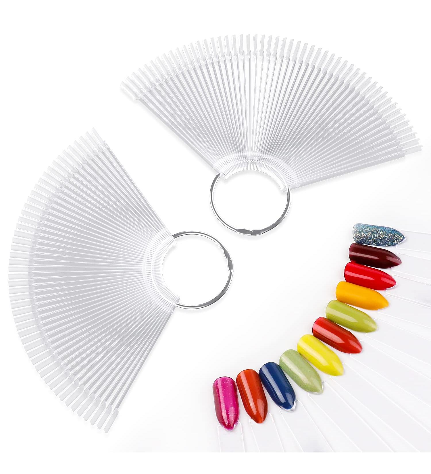 100 PCS Clear Fan-shaped Nail Swatch Sticks with Ring Holder - Nail Art Display for Polish and DIY - Buy Online on GoSupps.com