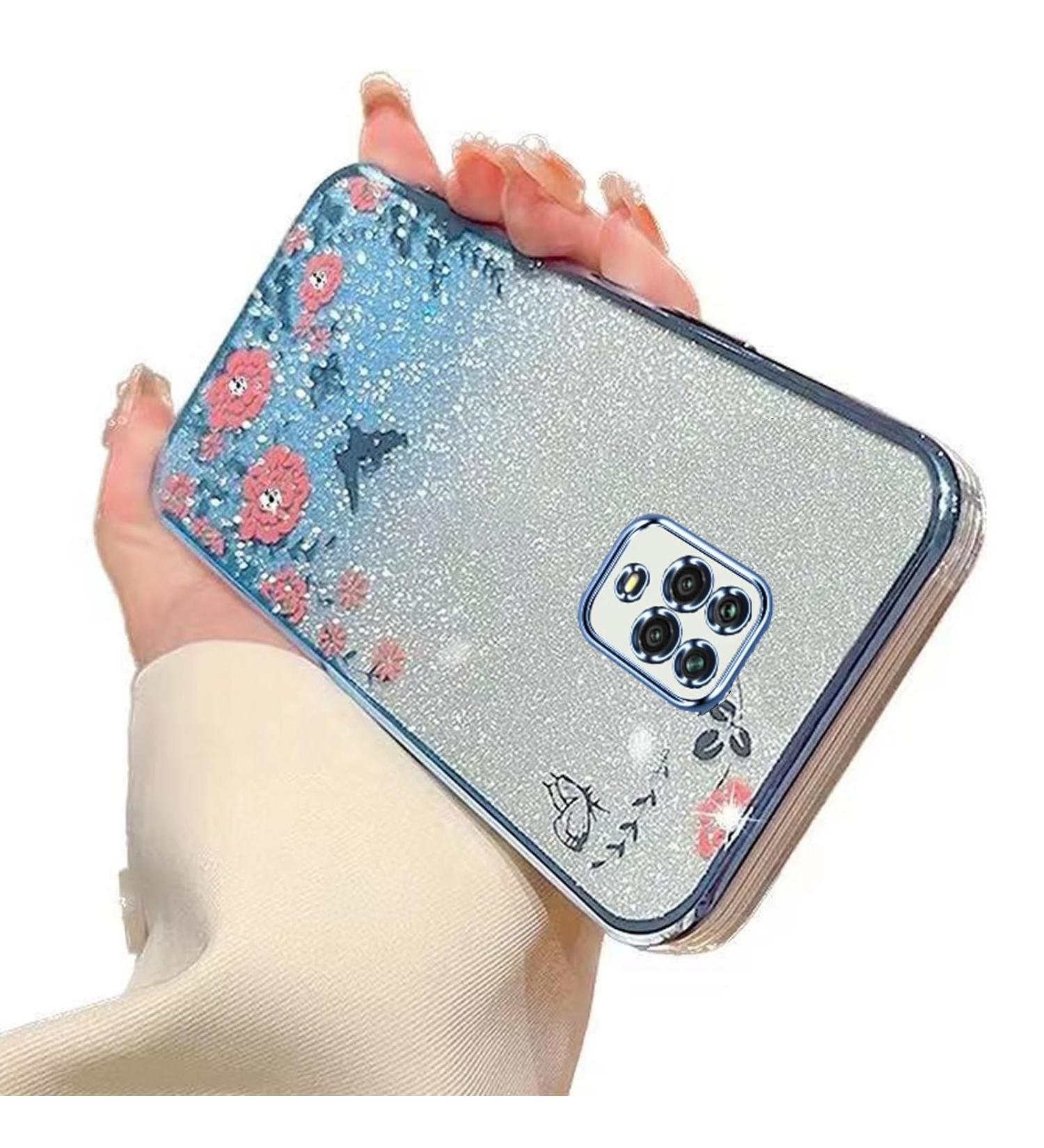Shop Tivenfezk Nadoli Glitter Diamond Case for Xiaomi Redmi Note 9S - Sparkle Flower Butterfly Soft Gradient Cover & Glossy Silicone Frame - Buy Online on GoSupps.com