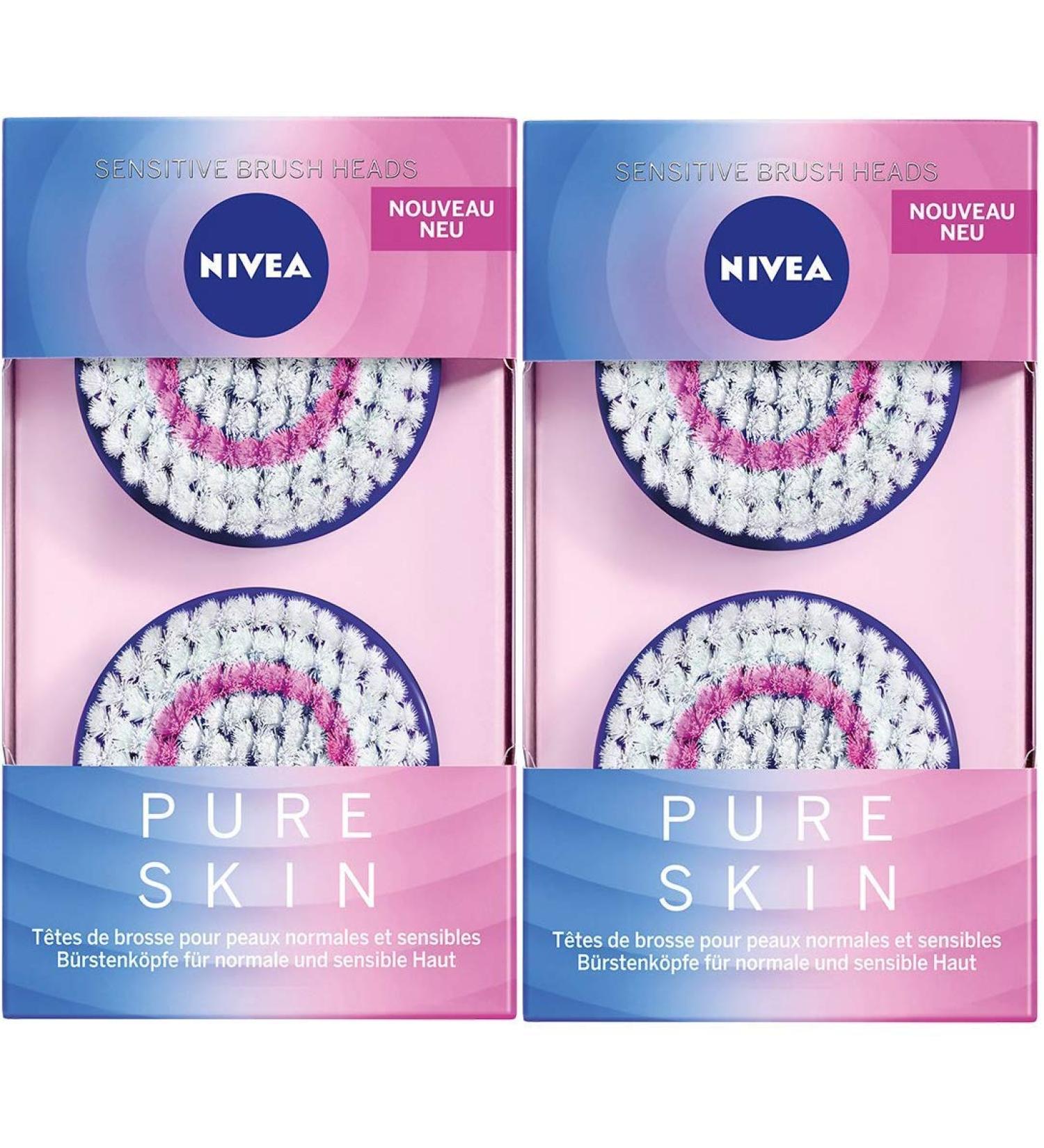 Nivea Pure Skin Sensitive Brush Head - 2 Pack for Electrical Facial Cleansing | Ideal for Normal & Sensitive Skin - Buy Online on GoSupps.com