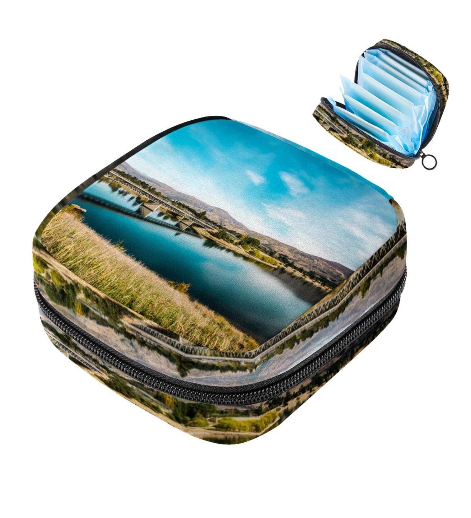 Bridge Crossing Lake Sanitary Napkin & Menstrual Cup Pocket - Zipper Pouch for Teenagers Girls & Women - Buy Online on GoSupps.com
