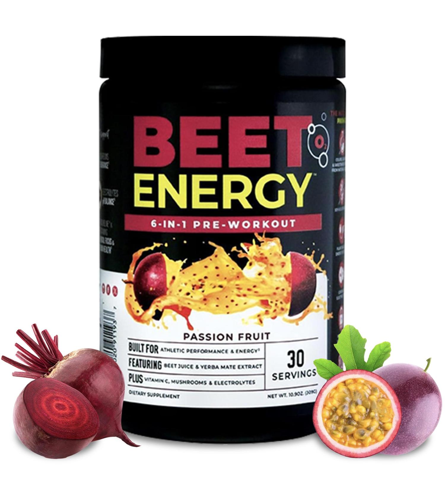 Nutrology Beet Energy O2 Pre Workout Beet Juice Powder - Boost Energy Endurance & Nitric Oxide with Beet Powder Yerba Mate Adaptogens & Electrolytes Passion Fruit Flavor 30 Servings - Buy Online on GoSupps.com