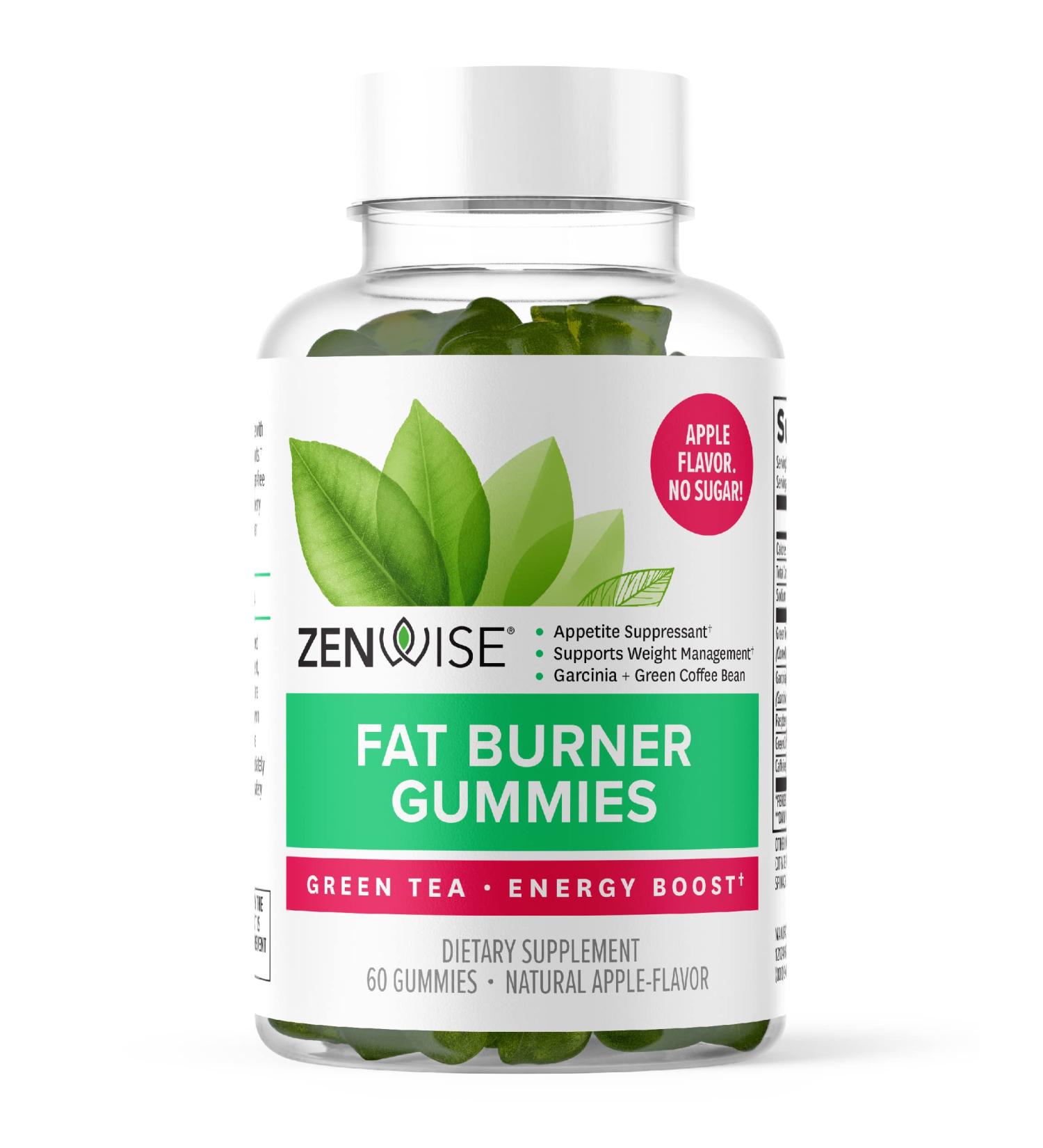 Zenwise Fat Burner Gummies - Appetite Suppressant for Weight Loss with Green Tea, Garcinia Cambogia, Green Coffee Bean, and Raspberry Ketone - 60 Count - Buy Online on GoSupps.com