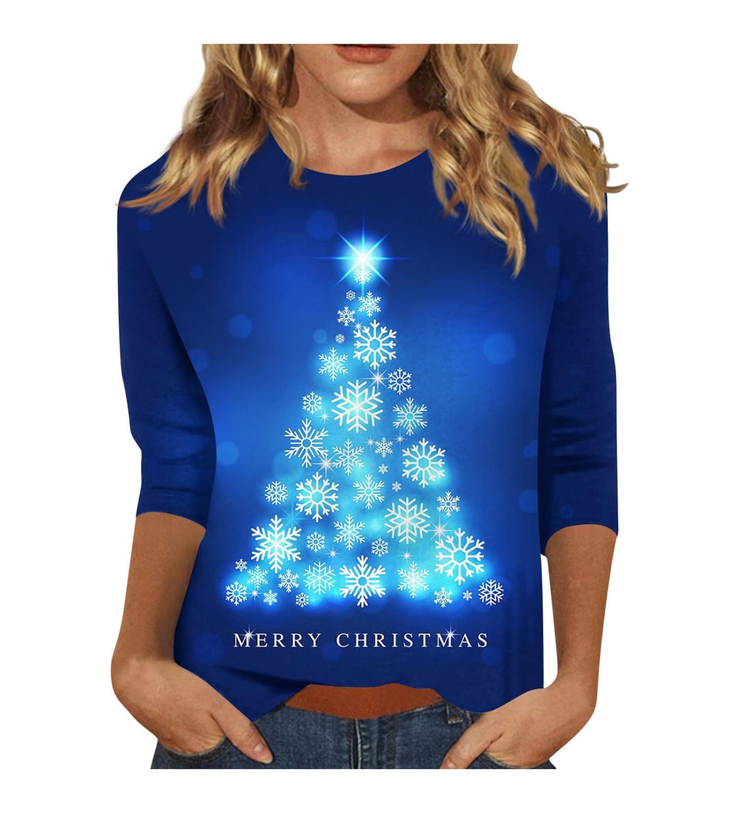Elegant Long Sleeve Tunic Sweater for Women - Casual Blouse & Office Tops - Dark Blue - Comfortable & Stylish - Buy Online on GoSupps.com