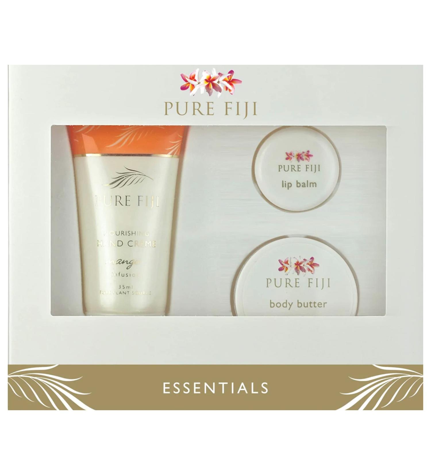 Pure Fiji Essentails Gift Set for Skin Care Hydrating Skincare Set Include - Lip Balm (0 16 Fl. Oz) Body Butter (0.50 Fl. Oz) Hand Cr me(1.18 Fl. OZ) Daily Moisturizer Set - Mango