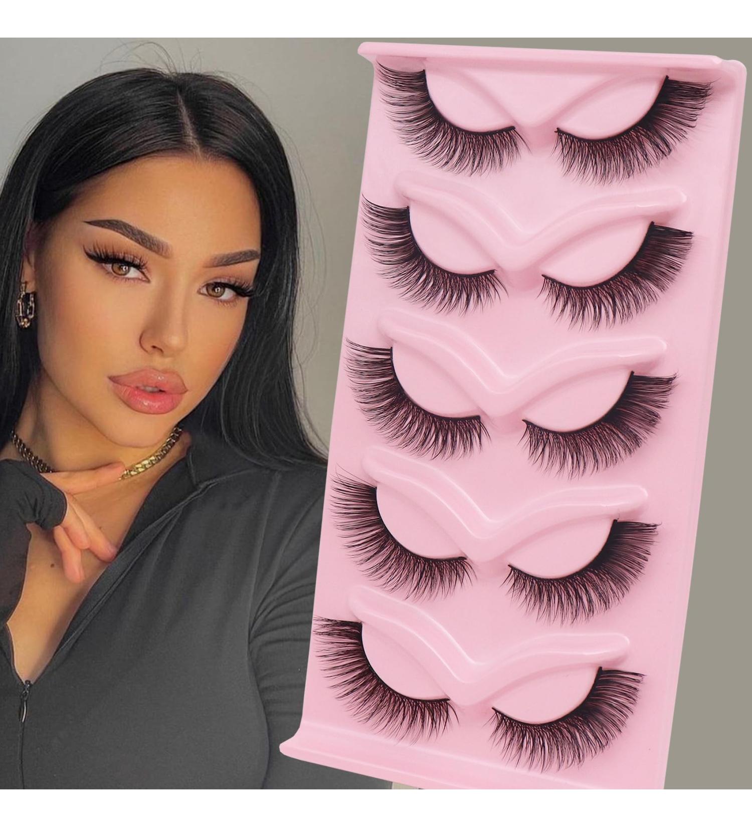 Cat Eye Lashes - 16mm Wispy Volume False Eyelashes | Fluffy & Comfortable 5 Pairs | Natural Look Fox Eye Lashes Pack (Cat Eye 01 - Buy Online on GoSupps.com