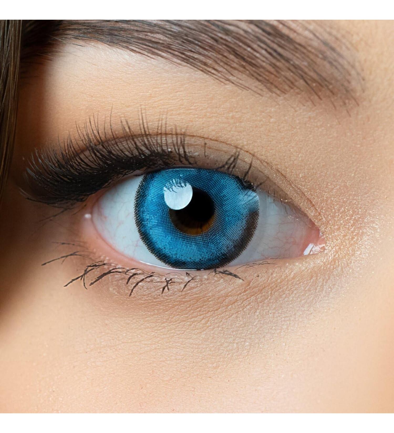 Buy Charmiga Sphere Blue Colored Contact Lenses - Annual Hydrogel Soft Lenses (0.0 Diopters) - 2 Pieces + Containers - Natural Colors for International Shipping - Buy Online on GoSupps.com
