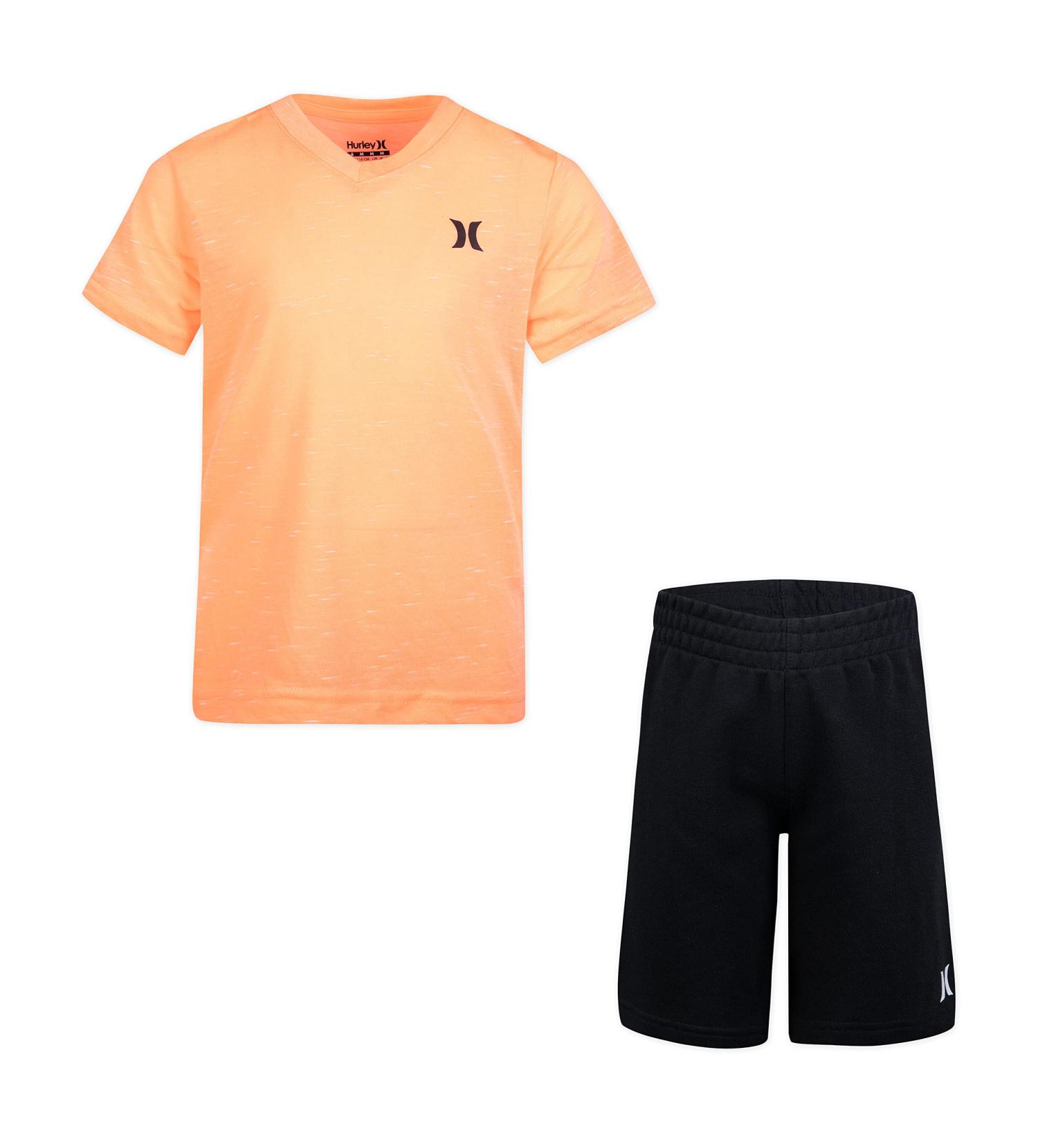 Boys Hurley Soft Basic T-shirt & Shorts Outfit Set - 2T Bright Mango - Buy Online on GoSupps.com