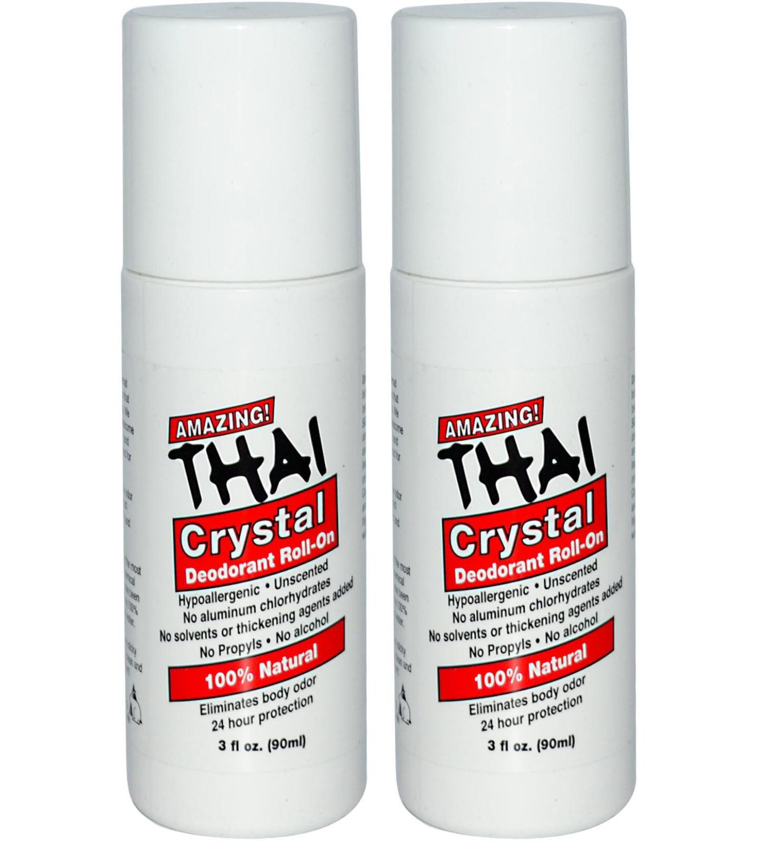 Thai Crystal Deodorant Stone All Natural Roll-On Deodorant For Body Face and Feet -- Unscented Aluminum Free & Organic With No Aluminum Solvents Parabens Propyls or Alcohol 3 fl oz. (Pack of 2) - Buy Online on GoSupps.com