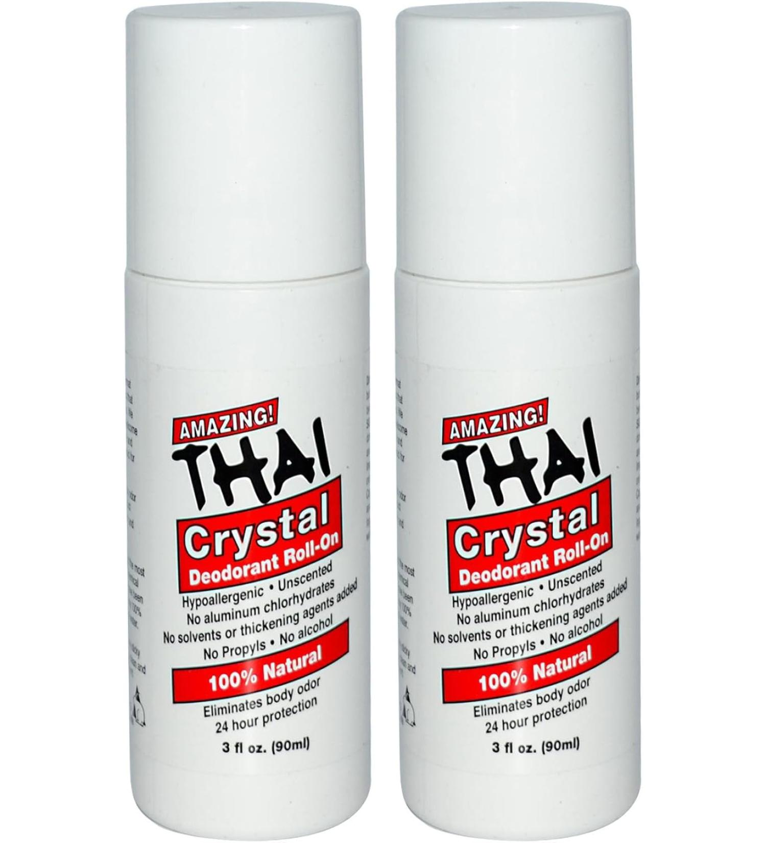 Thai Deodorant Stone All Natural Roll-On Deodorant For Body Face and Feet - 3 Fl oz - Pack Of 2 - Buy Online on GoSupps.com