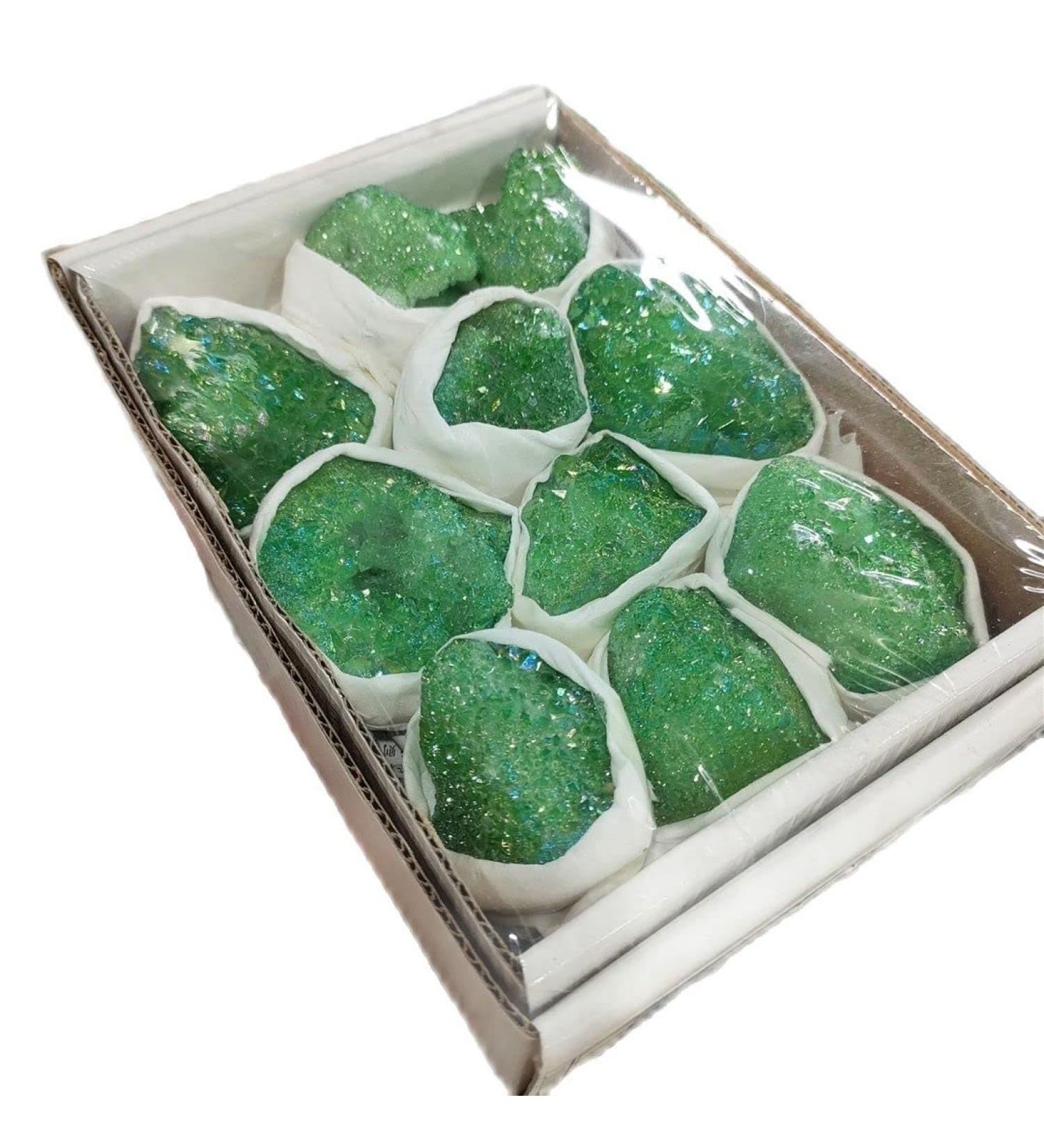 Specimen Green Titanium Rainbow Aura Lemurian Quartz Cluster Crystal Specimen - Buy Online on GoSupps.com