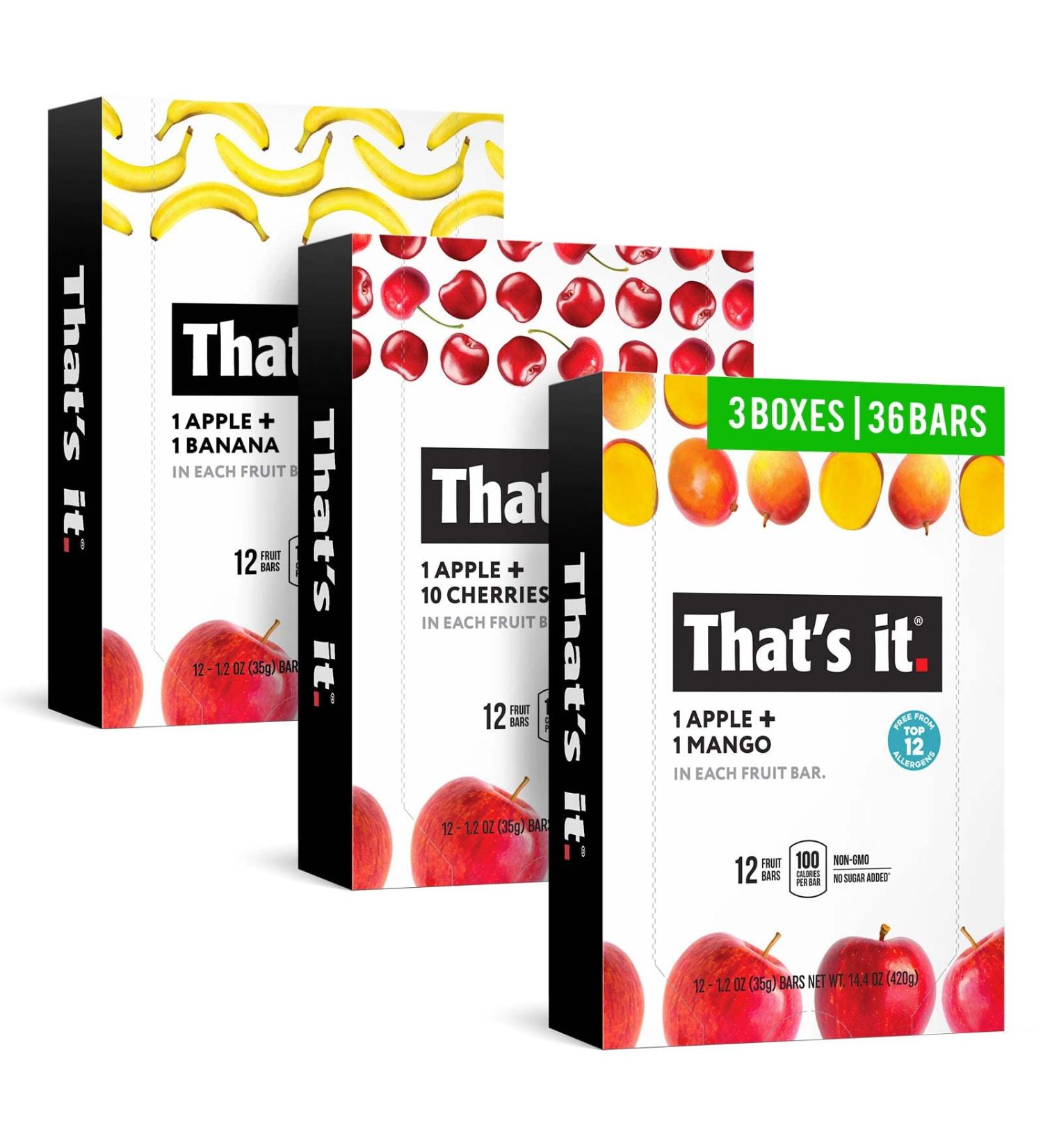 Variety Pack-1 Natural Fruit Bars | High Fiber Vegan & Gluten Free Snack | Paleo & Non-GMO | 36 Pack Energy Food - Buy Online on GoSupps.com