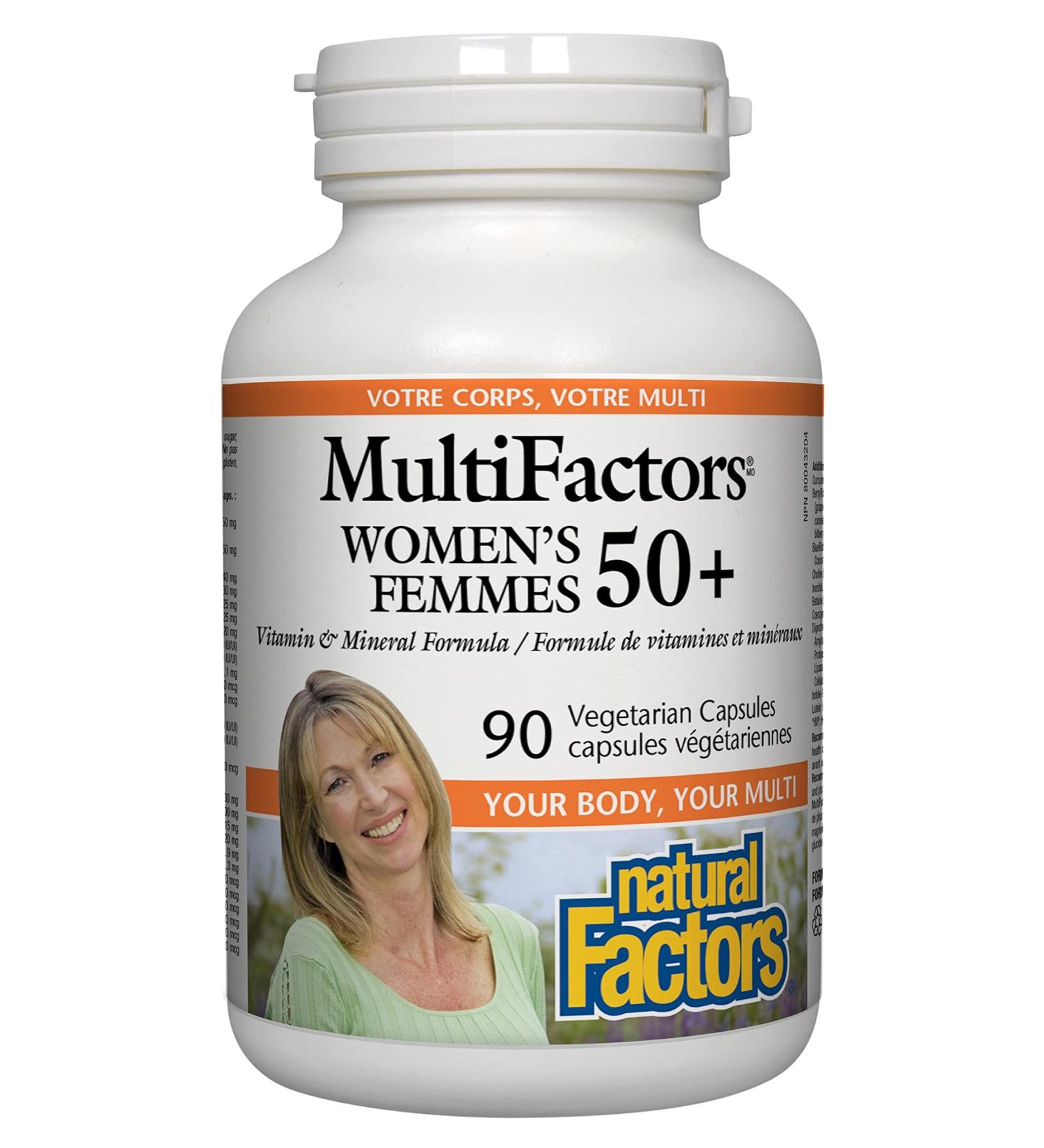Natural Factors MultiFactors Womenâ€™s 50+ | 90 Vegetarian Capsules for Optimal Health - Buy Online on GoSupps.com