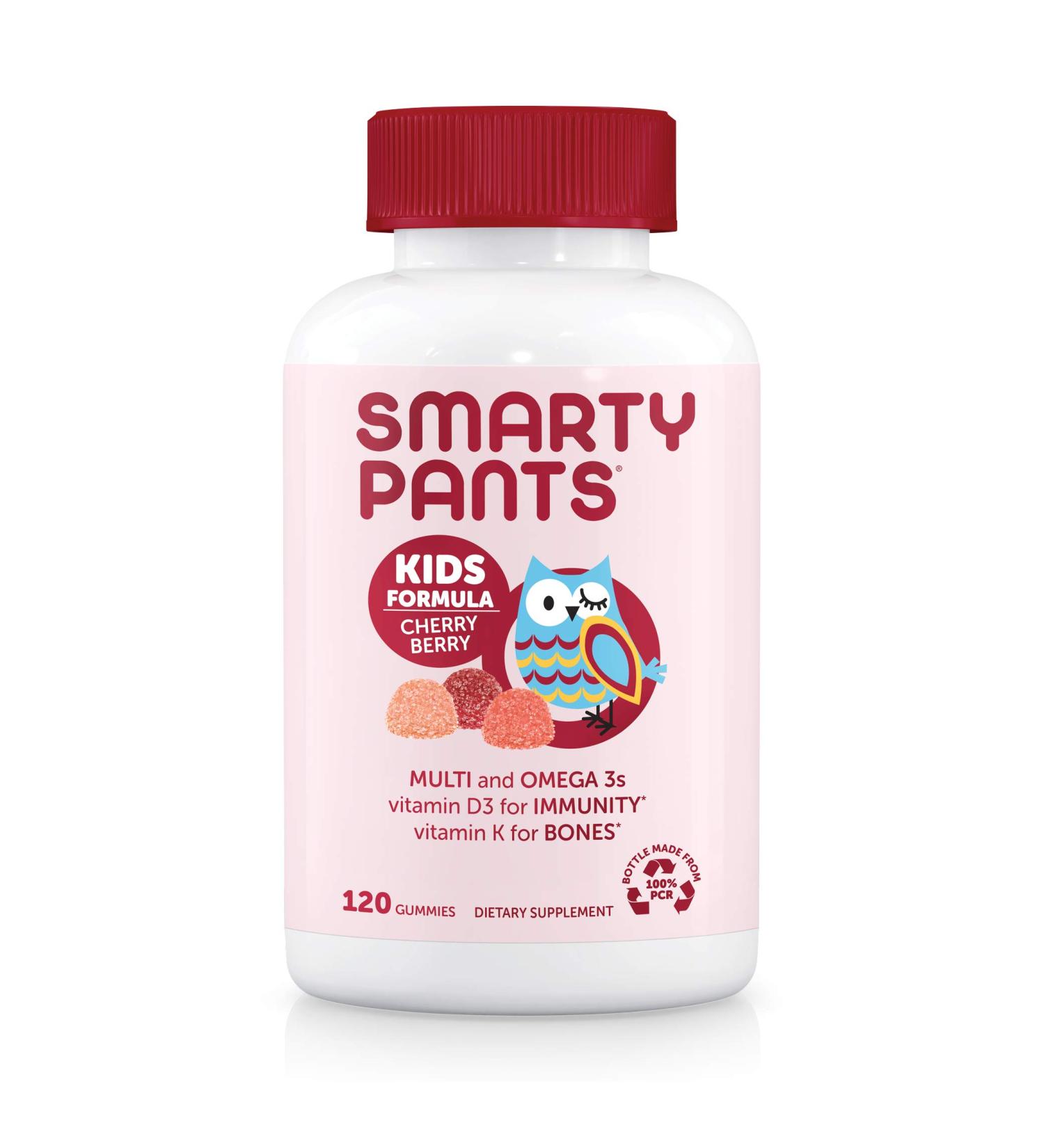 SmartyPants Kids Gummy Multivitamins - Immunity Support, Gluten Free, Omega 3, Cherry Berry (120 Count) - Buy Online on GoSupps.com