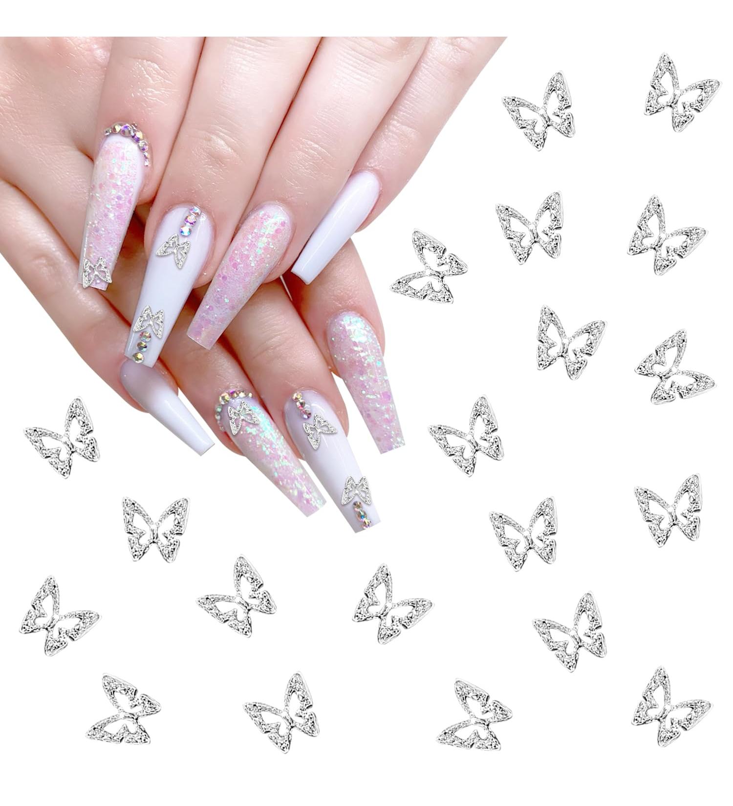 20 PCS Butterfly Nail Charms - 3D Metal Edelstones for Nail Art | DIY Decorations for Women & Girls - Buy Online on GoSupps.com
